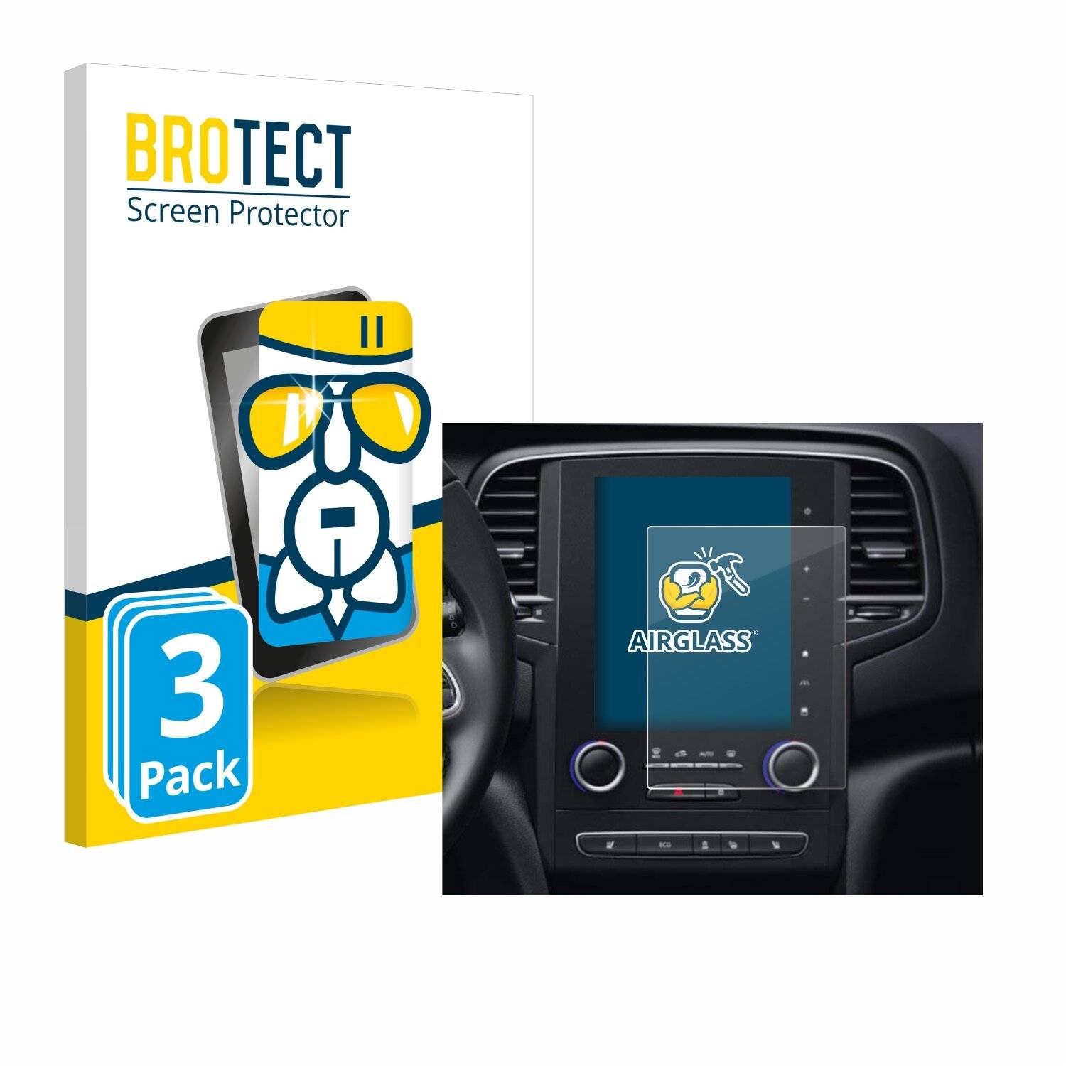 3x BROTECT AirGlass Glas Panzer-Folie für Renault Scenic IV RLINK-2 2018 -