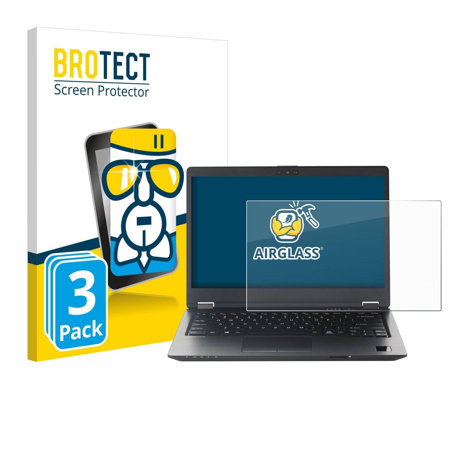 3x BROTECT AirGlass Glas Panzer-Folie für Fujitsu Lifebook U749 -