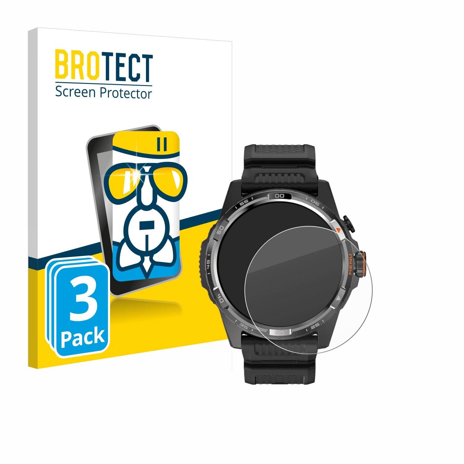 3x BROTECT AirGlass Glas Panzer-Folie für Mobvoi Ticwatch Atlas -