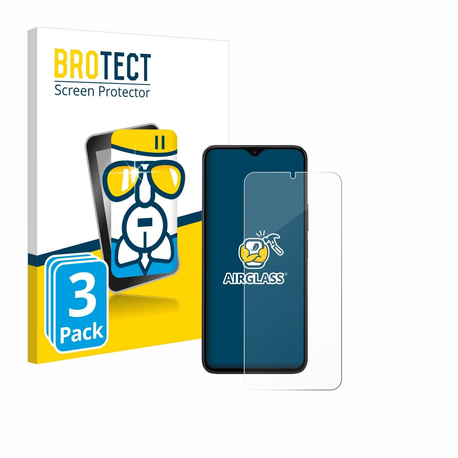 3x BROTECT AirGlass Glas Panzer-Folie für Honor X5b -