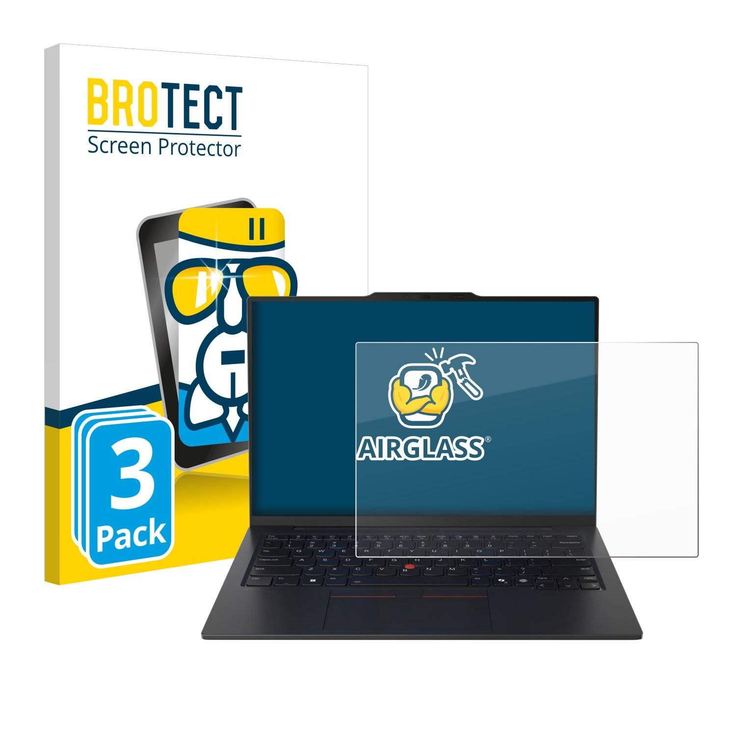 3x BROTECT AirGlass Glas Panzer-Folie für Lenovo ThinkPad X1 Carbon Gen 13 14 Aura Edition -