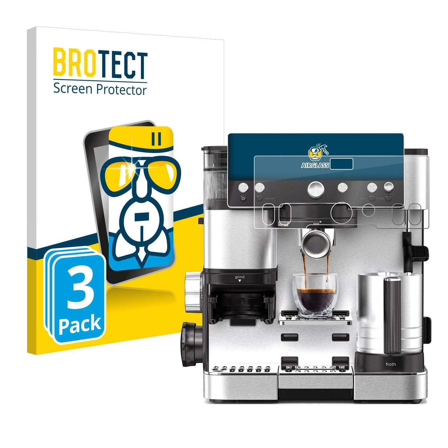 3x BROTECT AirGlass Glas Panzer-Folie für Ninja Luxe Cafe Essential -