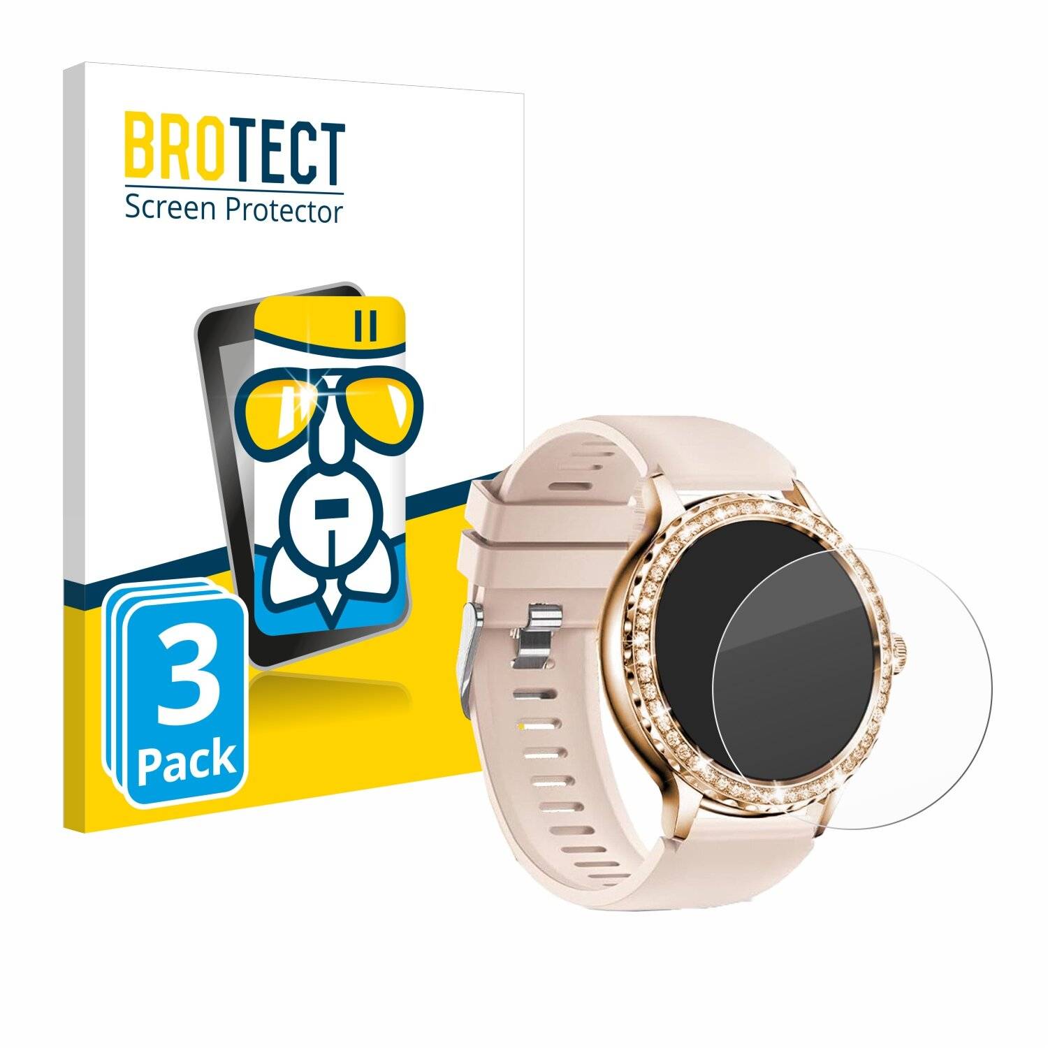3x BROTECT AirGlass Glas Panzer-Folie für Bekomiya Smartwatch 1.3 -