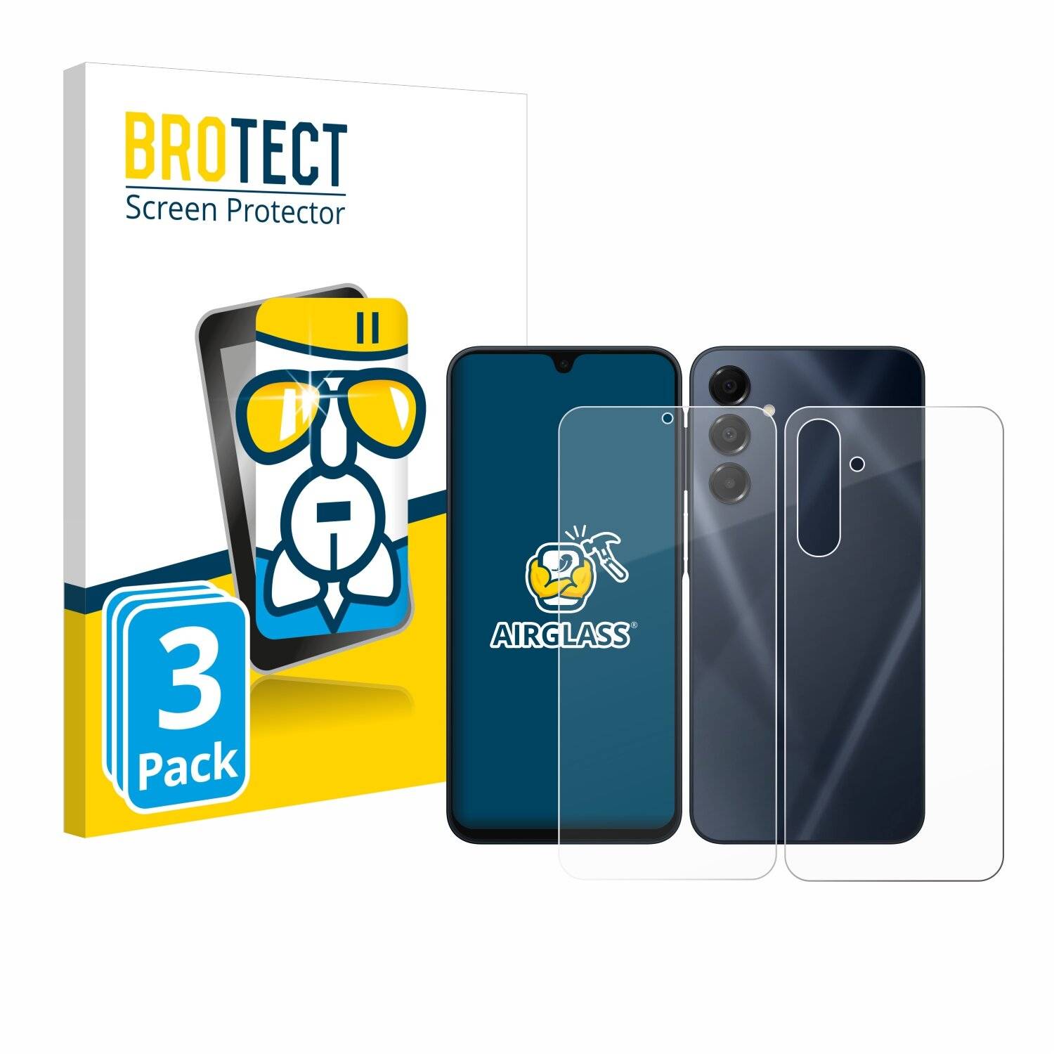 3x BROTECT AirGlass Glas Panzer-Folie für Samsung Galaxy A16 4G (Display+Rückseite) -