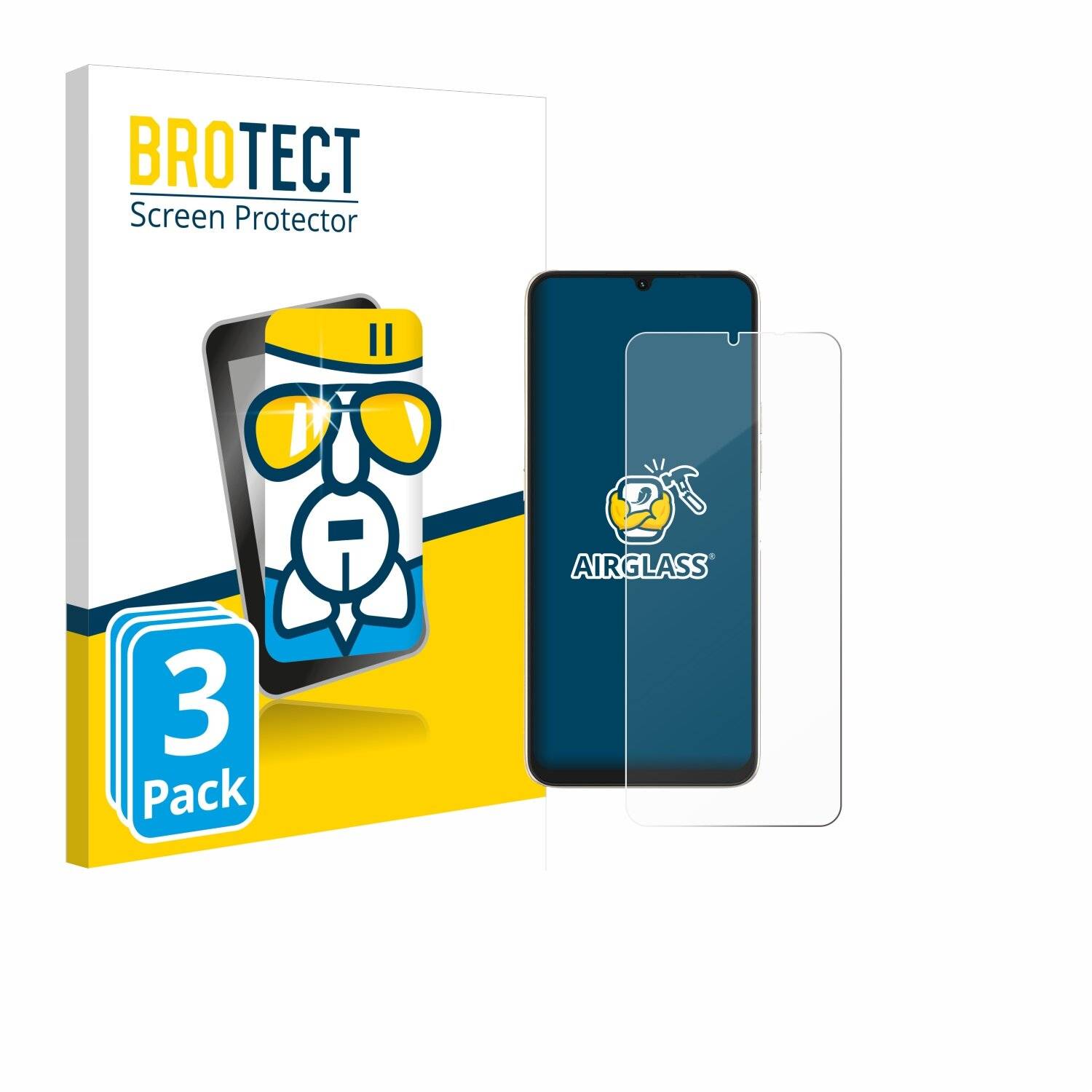 3x BROTECT AirGlass Glas Panzer-Folie für Umidigi F3 5G -