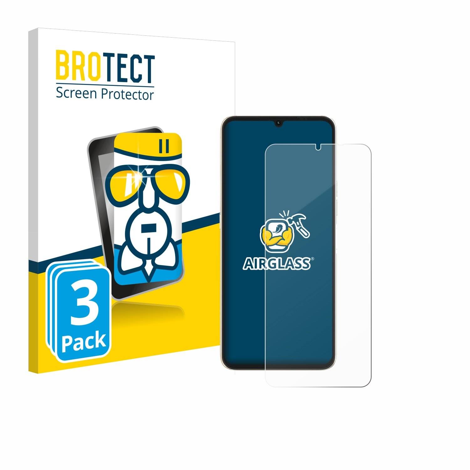 3x BROTECT AirGlass Glas Panzer-Folie für Umidigi F3 S -