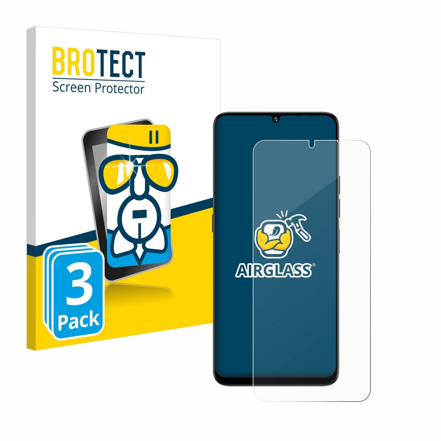 3x BROTECT AirGlass Glas Panzer-Folie für Umidigi G9 5G -