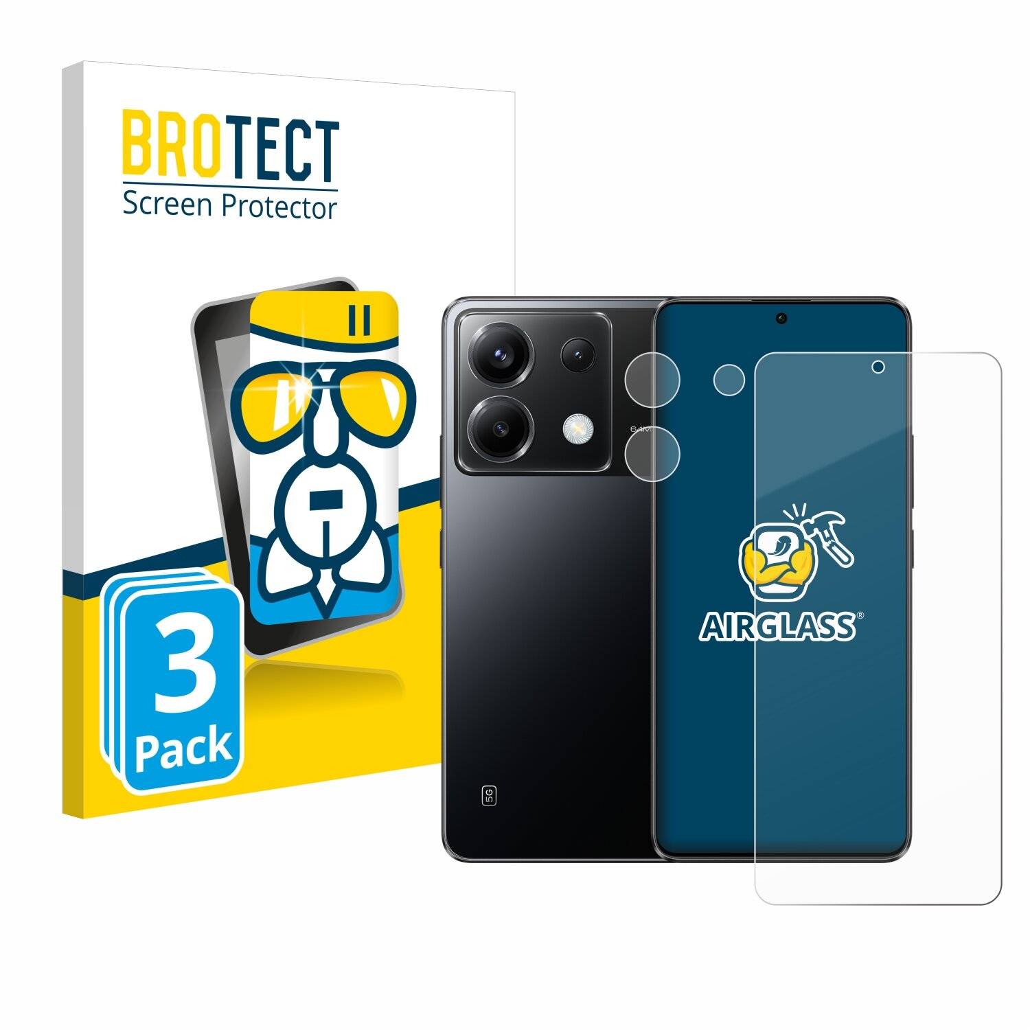 3x BROTECT AirGlass Glas Panzer-Folie für Xiaomi Poco X6 (Display+Kamera) -