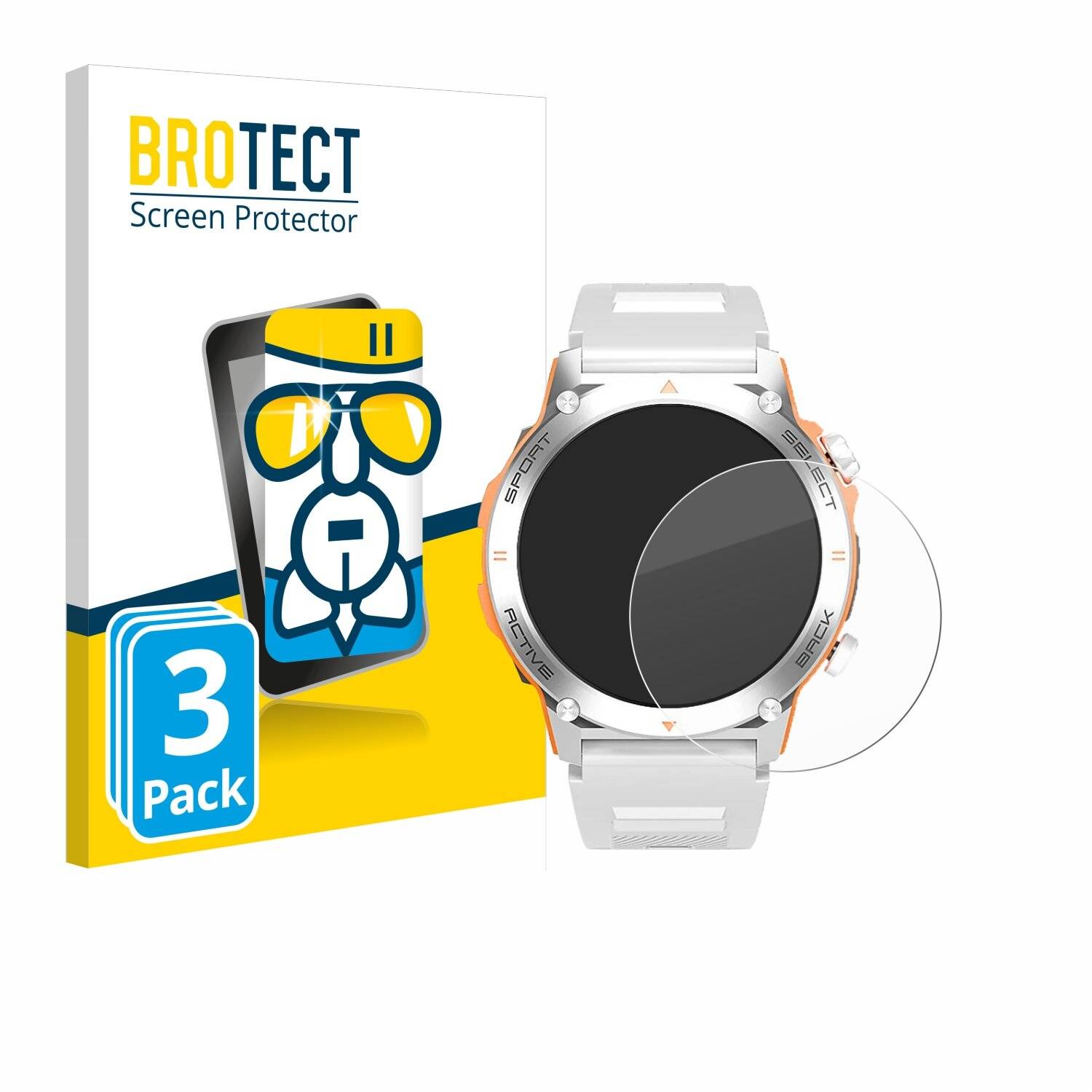 3x BROTECT AirGlass Glas Panzer-Folie für RAYOFI Smartwatch 1.43 -