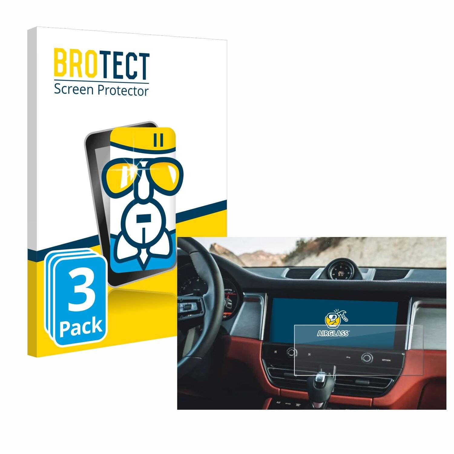 3x BROTECT AirGlass Glas Panzer-Folie für Porsche Macan 2023 -