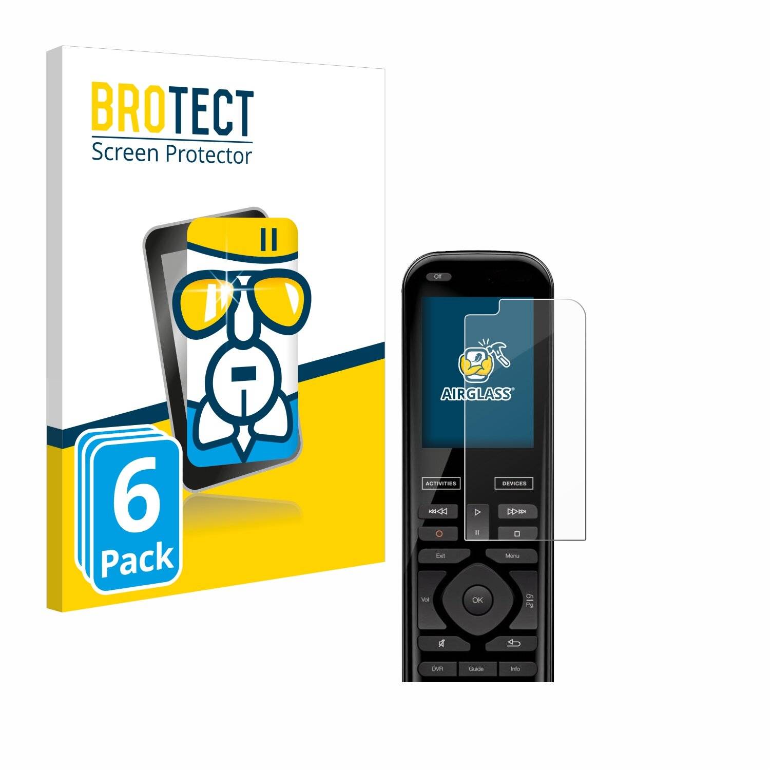 6x BROTECT AirGlass Glas Panzer-Folie für Logitech Harmony 950 -