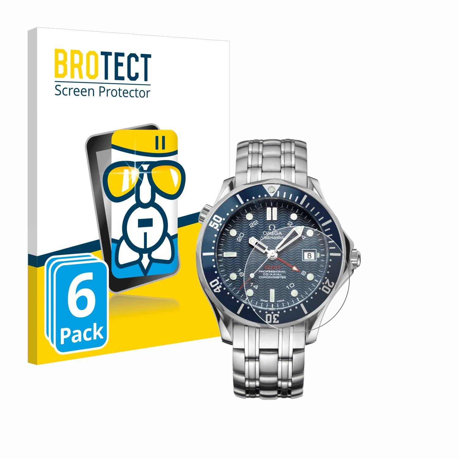 6x BROTECT AirGlass Glas Panzer-Folie für Omega Seamaster Diver (41 mm) -