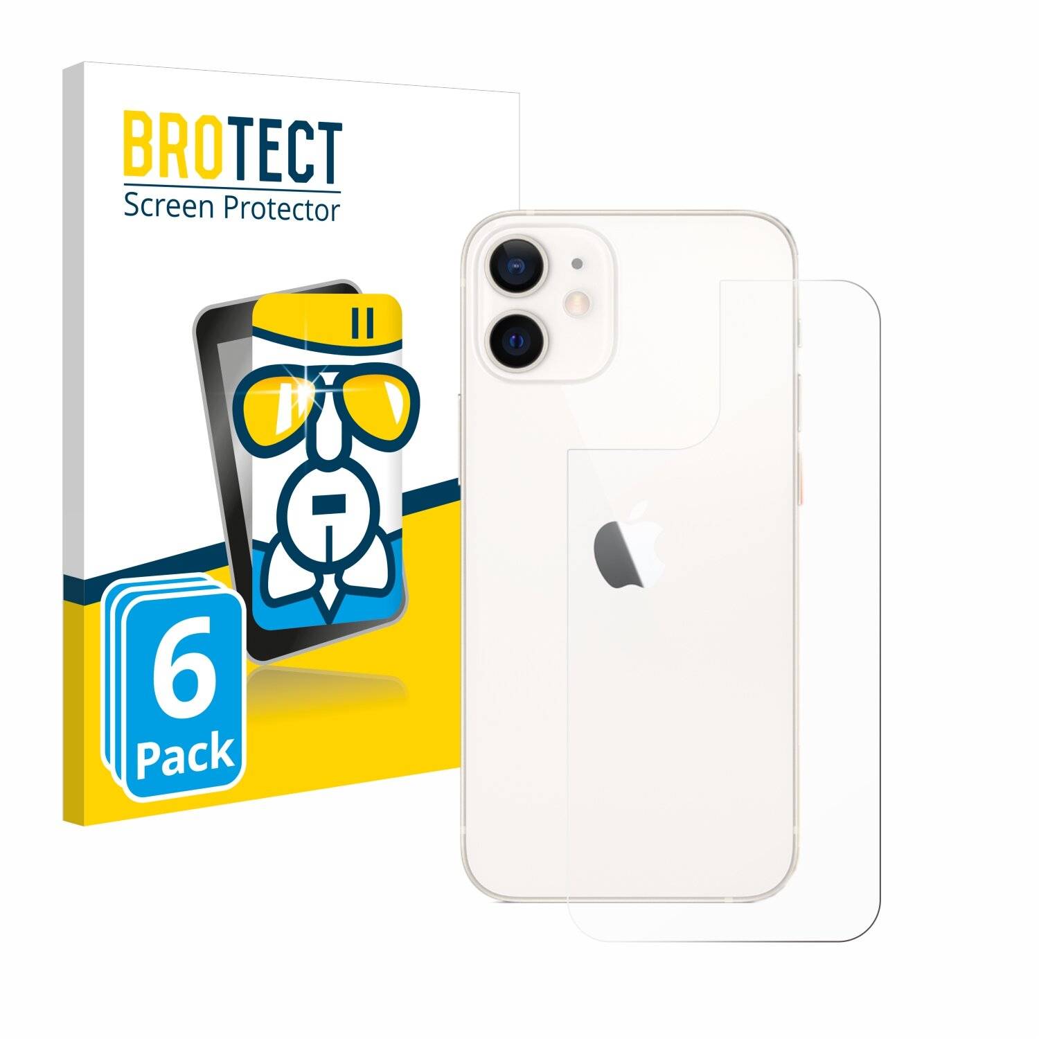 6x BROTECT AirGlass Glas Panzer-Folie für Apple iPhone 12 mini (Rückseite) -