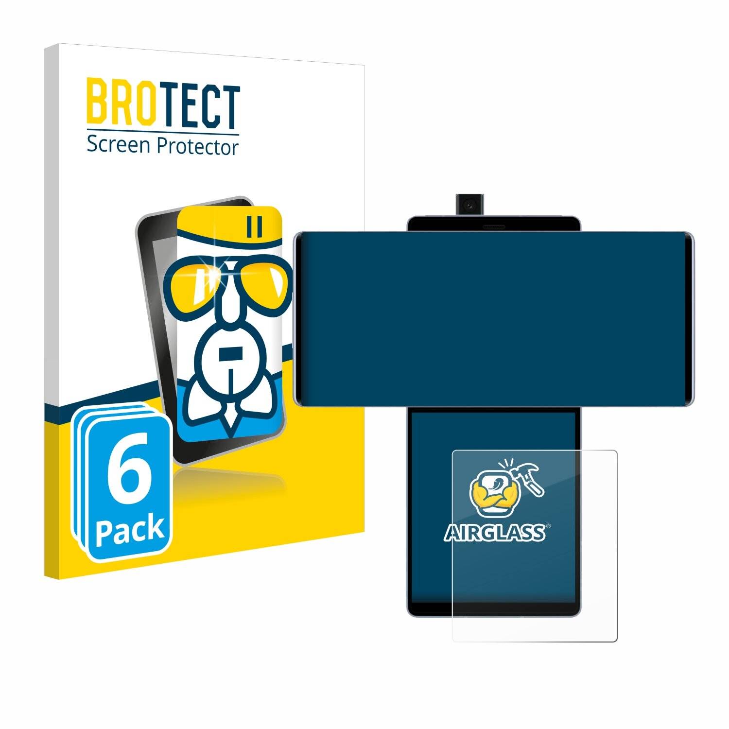 6x BROTECT AirGlass Glas Panzer-Folie für LG Wing (Hinteres Display) -