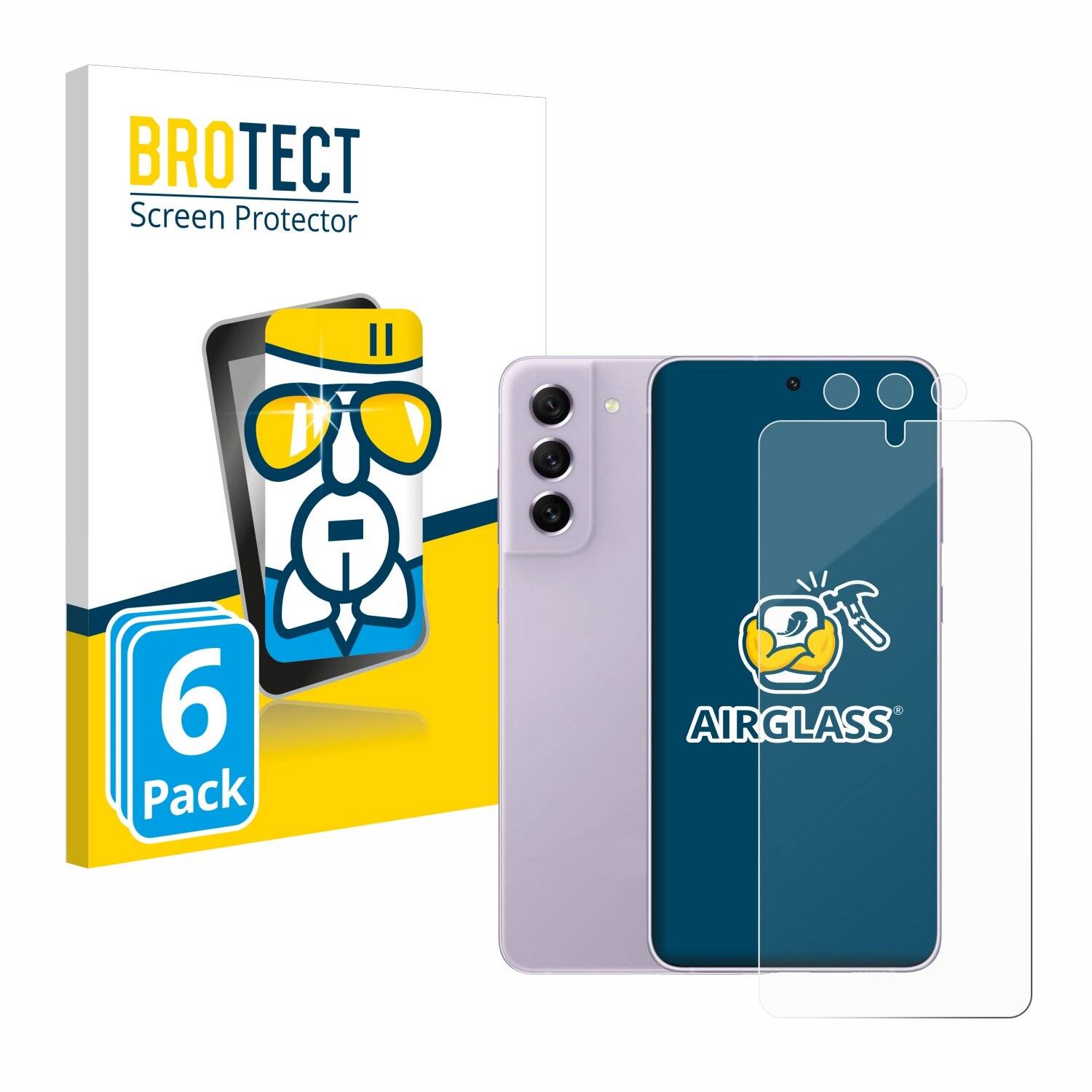 6x BROTECT AirGlass Glas Panzer-Folie für Samsung Galaxy S21 FE 5G (Display+Kamera) -