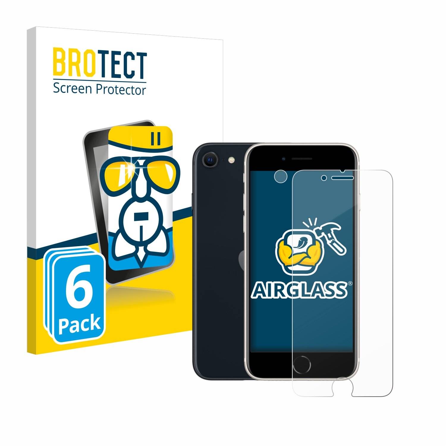 6x BROTECT AirGlass Glas Panzer-Folie für Apple iPhone SE 3 2022 (Display+Kamera) -