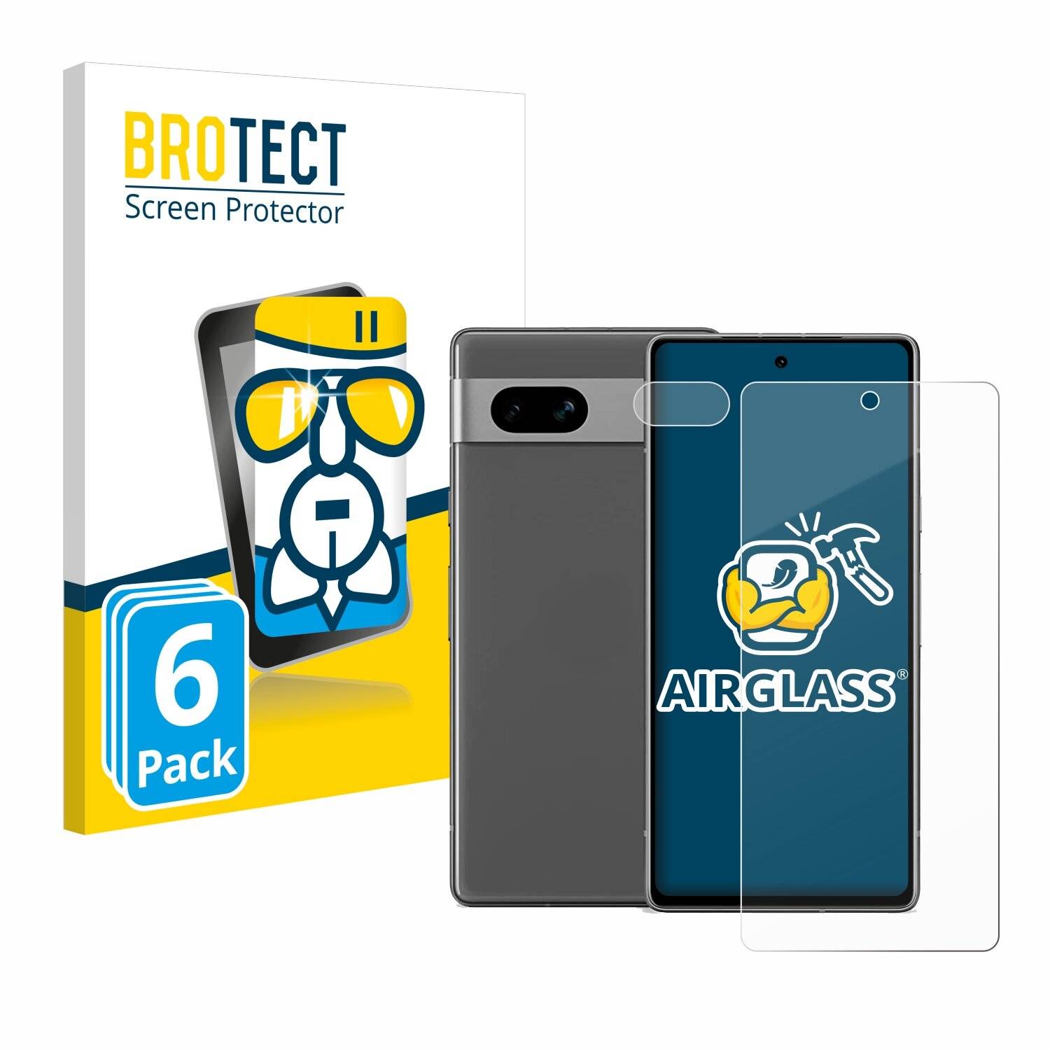 6x BROTECT AirGlass Glas Panzer-Folie für Google Pixel 7a (Display+Kamera) -