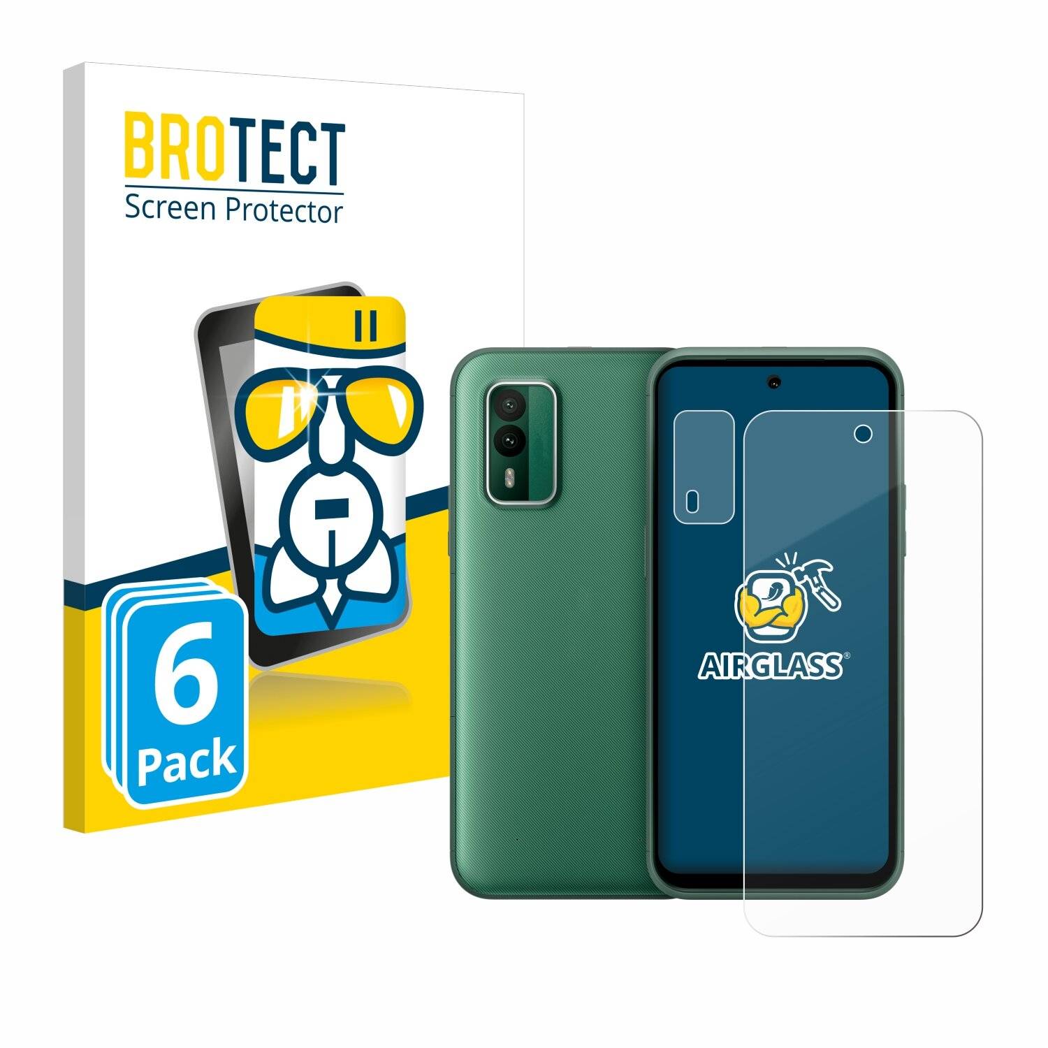 6x BROTECT AirGlass Glas Panzer-Folie für Nokia XR21 (Display+Kamera) -