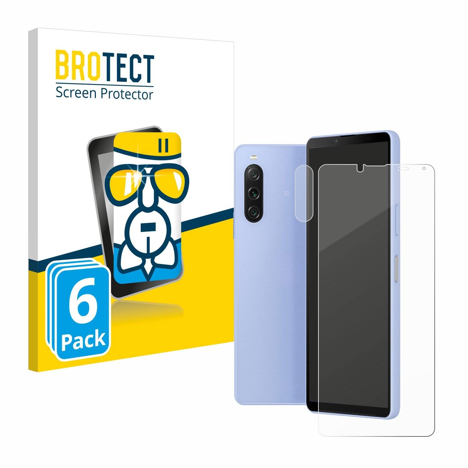 6x BROTECT AirGlass Glas Panzer-Folie für Sony Xperia 10 V (Display+Kamera) -