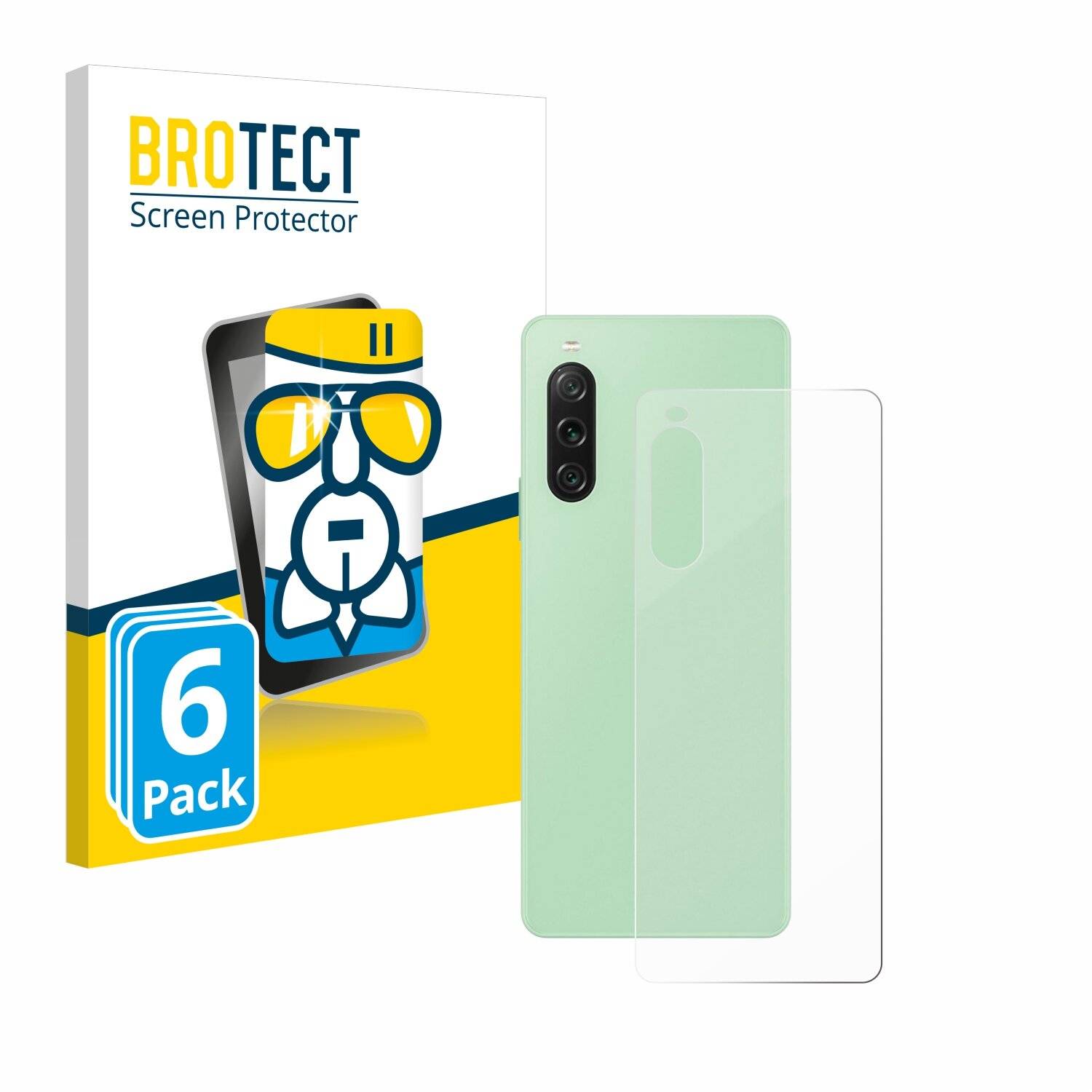 6x BROTECT AirGlass Glas Panzer-Folie für Sony Xperia 10 V (Rückseite) -