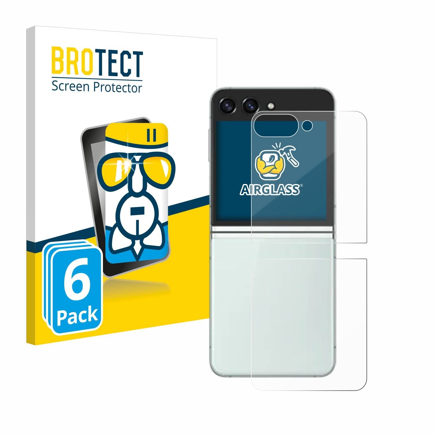 6x BROTECT AirGlass Glas Panzer-Folie für Samsung Galaxy Z Flip 5 (Rückseite) -