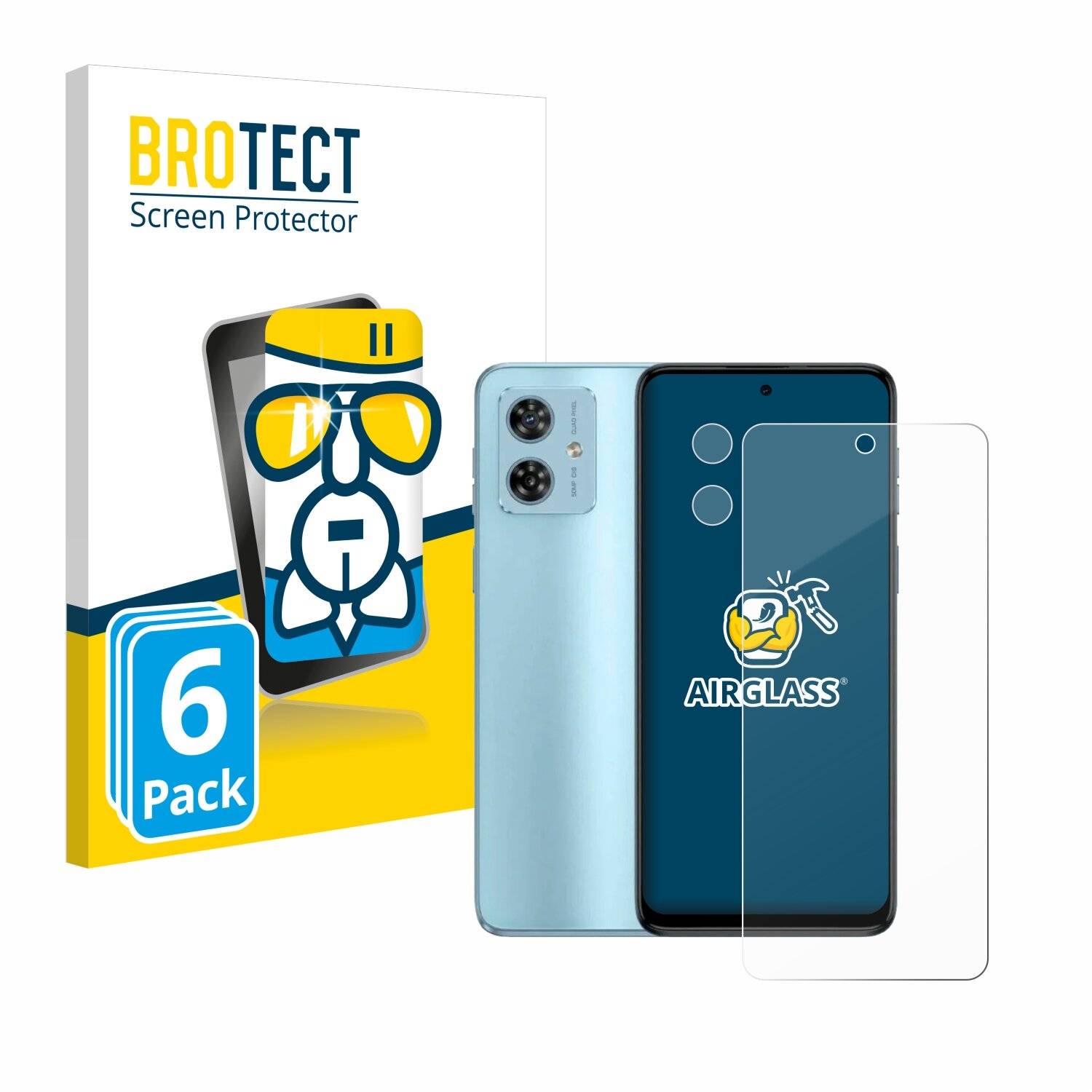 6x BROTECT AirGlass Glas Panzer-Folie für Motorola Moto G54 (Display+Kamera) -