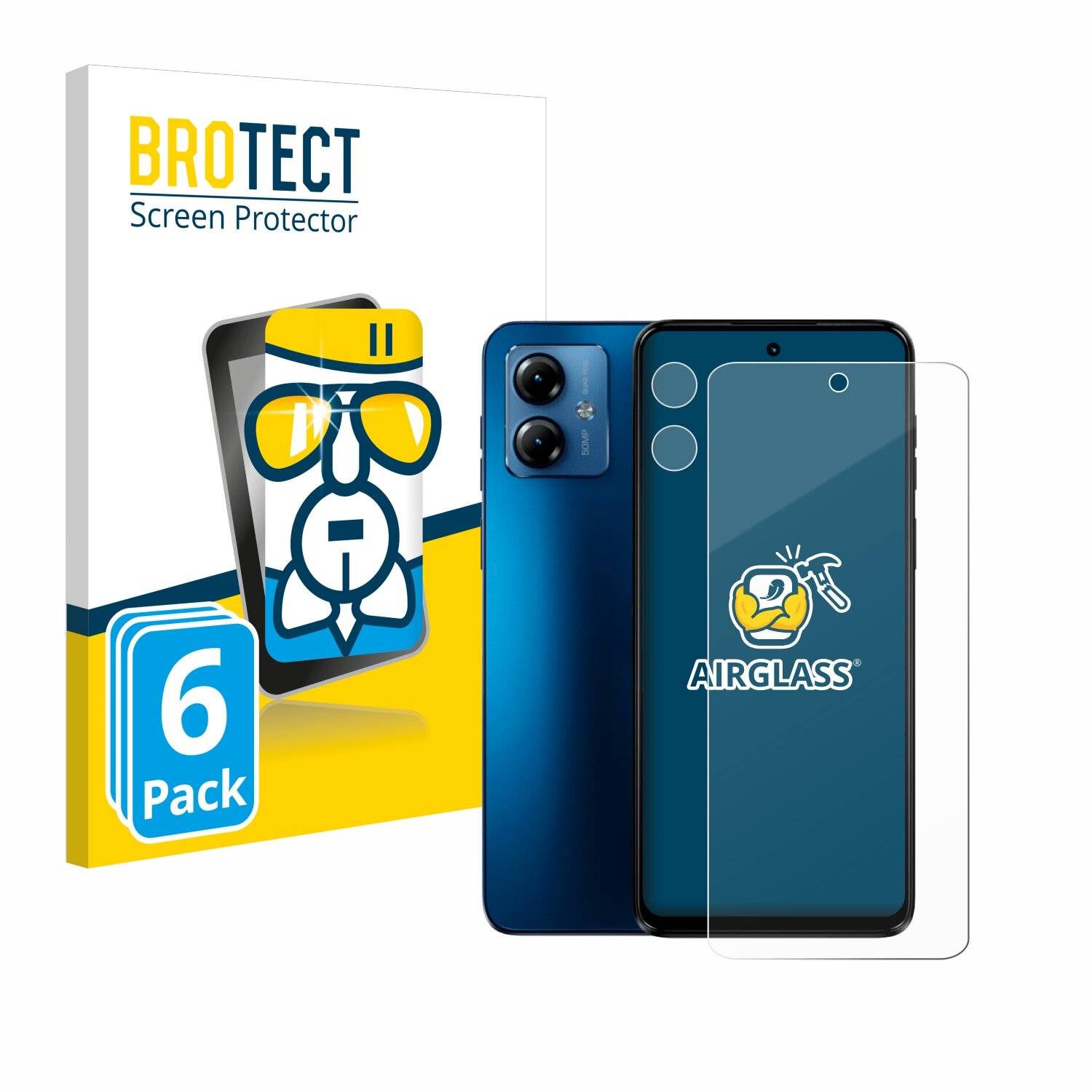 6x BROTECT AirGlass Glas Panzer-Folie für Motorola Moto G14 (Display+Kamera) -