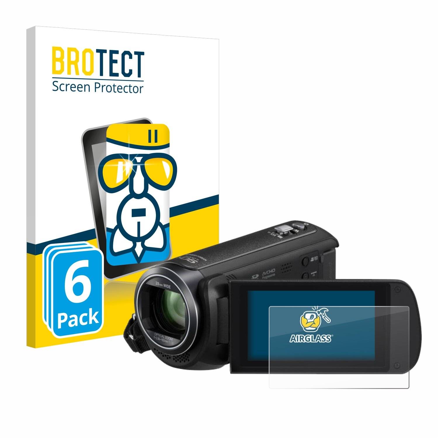 6x BROTECT AirGlass Glas Panzer-Folie für Panasonic HC-V380 -