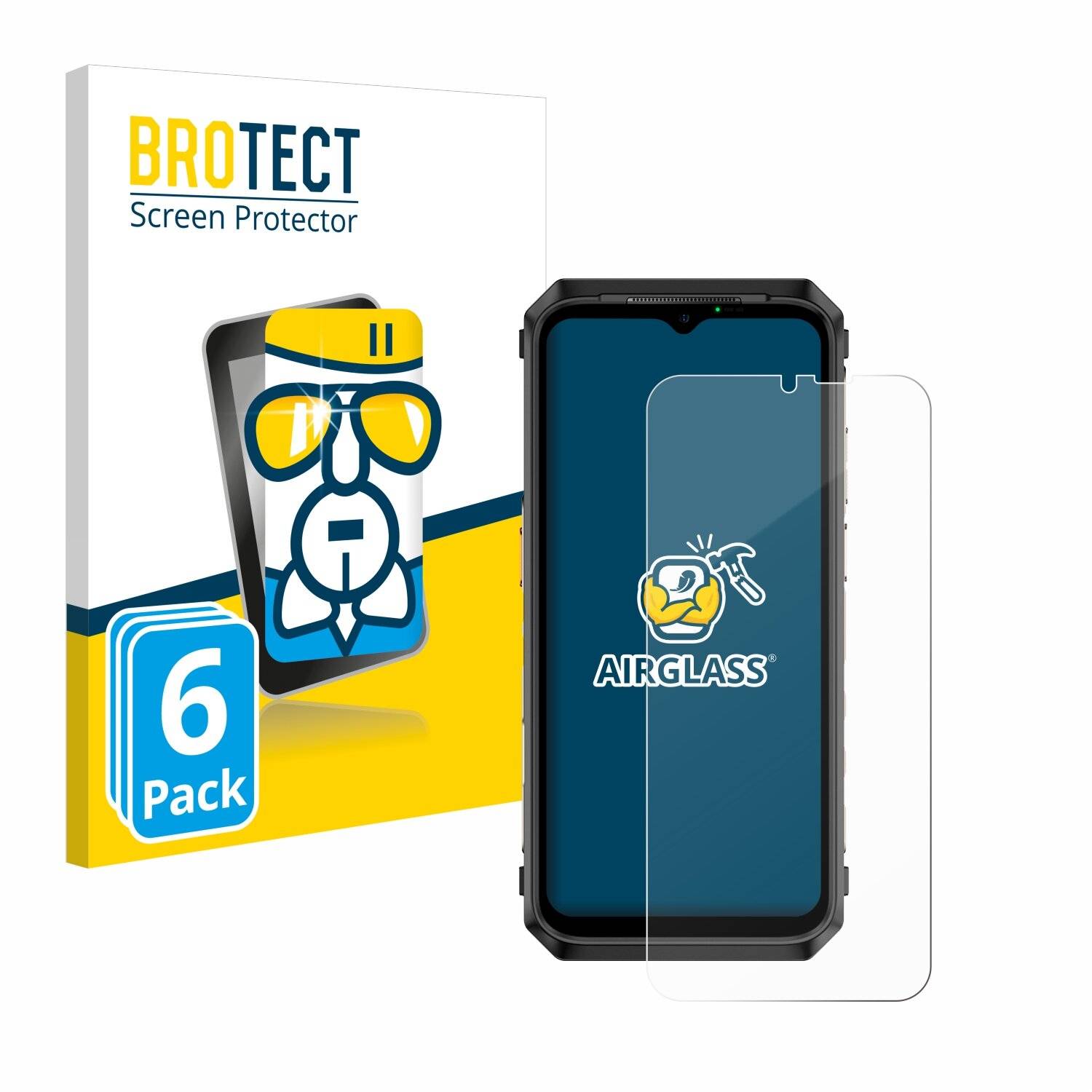 6x BROTECT AirGlass Glas Panzer-Folie für Ulefone Power Armor 18T Ultra -