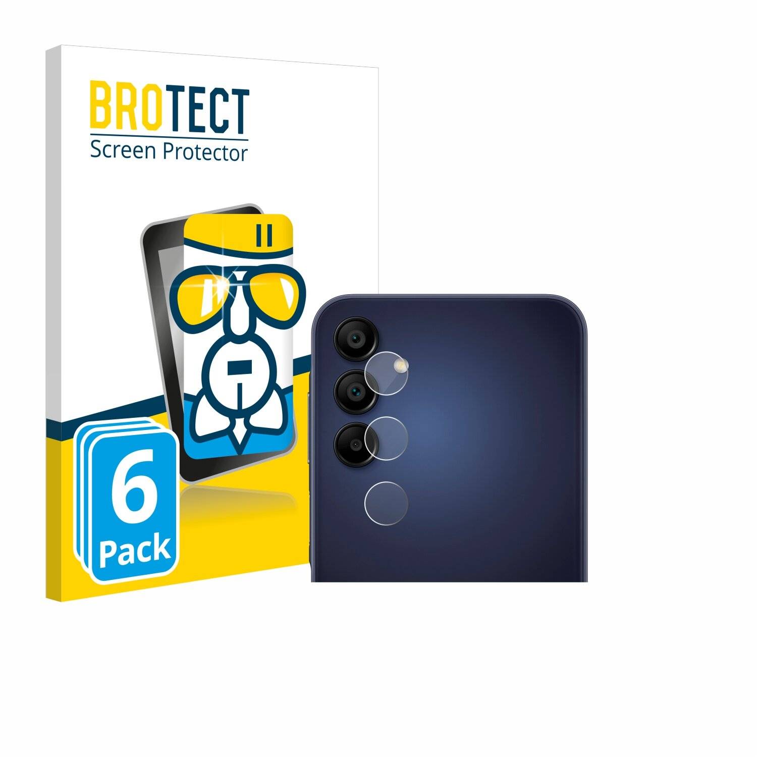 6x BROTECT AirGlass Glas Panzer-Folie für Samsung Galaxy A15 (NUR Kameraschutz) -