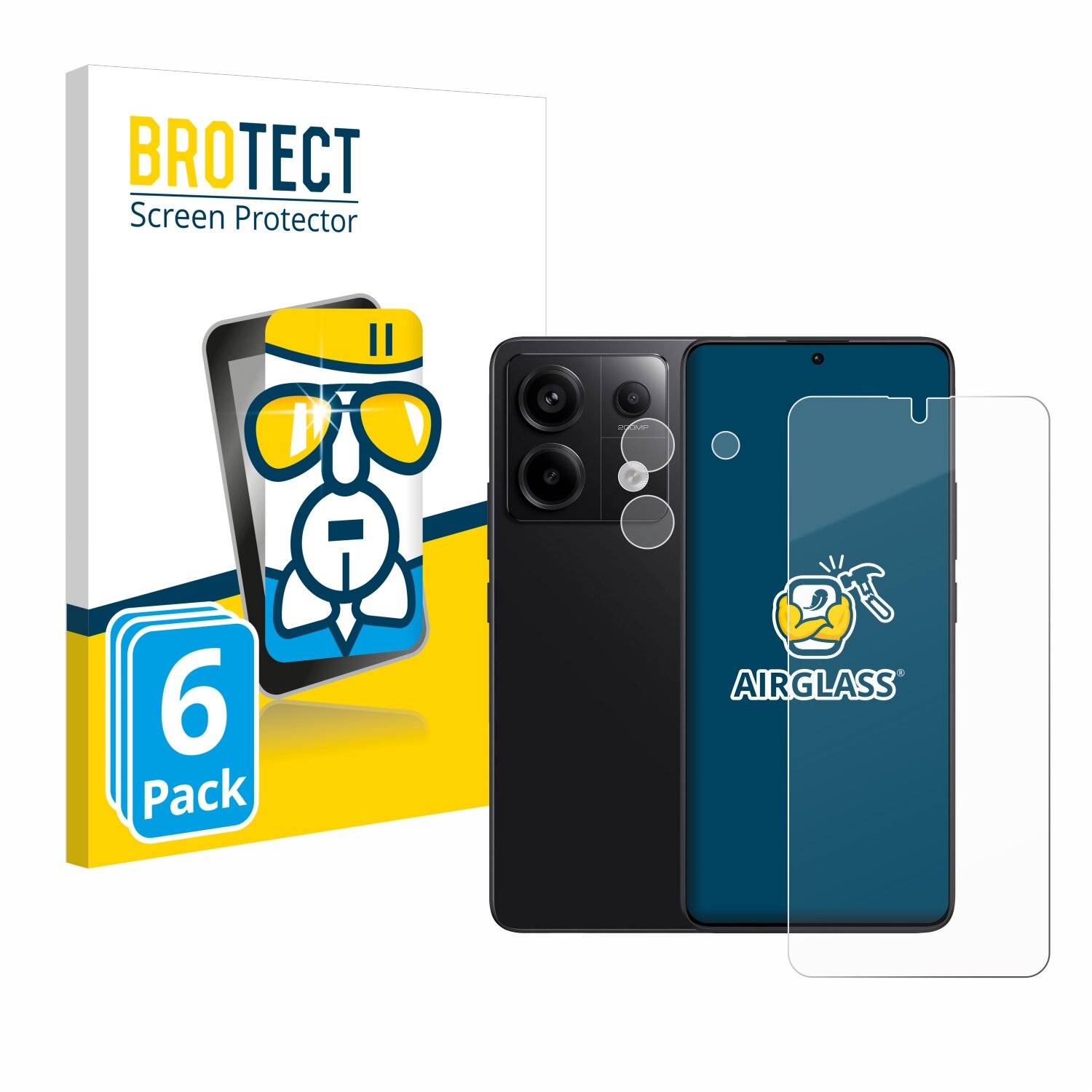 6x BROTECT AirGlass Glas Panzer-Folie für Xiaomi Redmi Note 13 Pro 5G (Display+Kamera) -