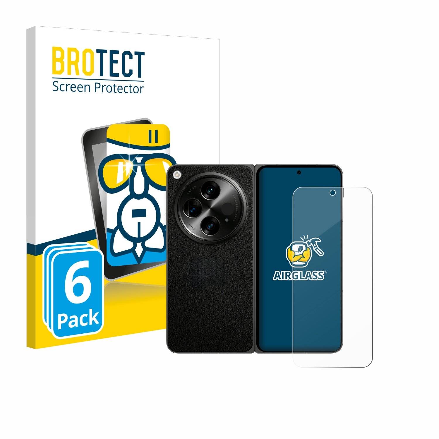 6x BROTECT AirGlass Glas Panzer-Folie für OnePlus Open (case-friendly) -
