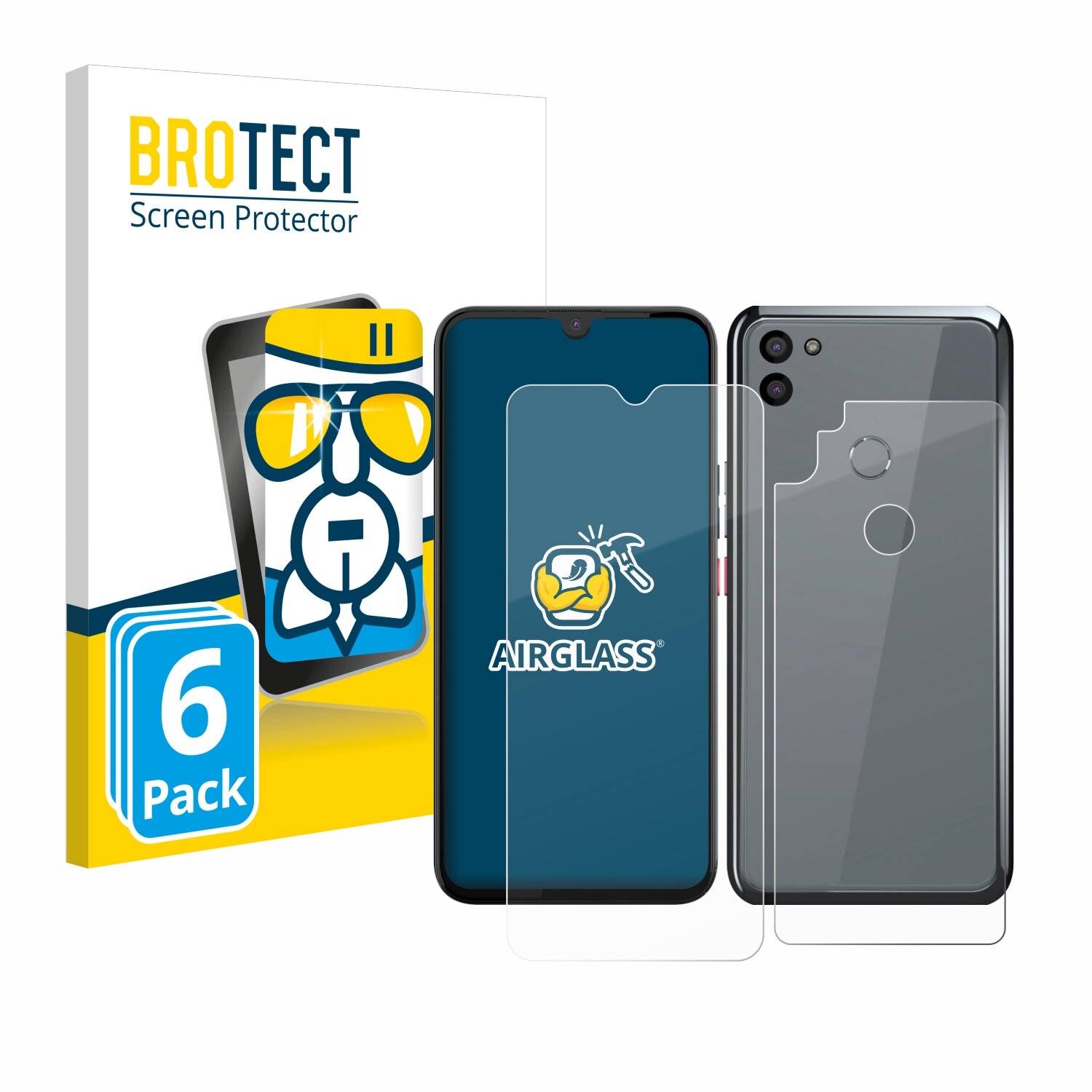 6x BROTECT AirGlass Glas Panzer-Folie für Gigaset GS5 PRO SE (Display+Rückseite) -