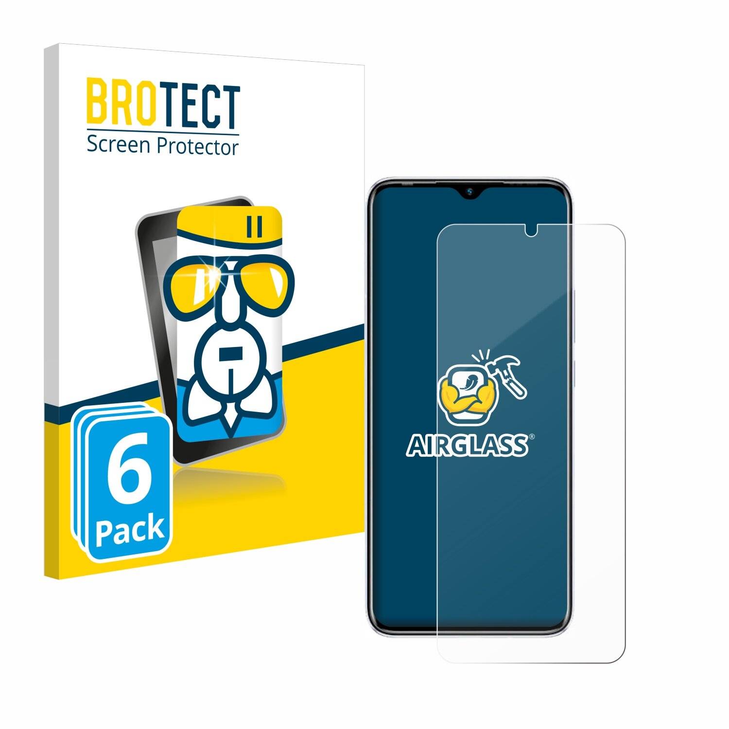 6x BROTECT AirGlass Glas Panzer-Folie für Infinix Hot 10T -