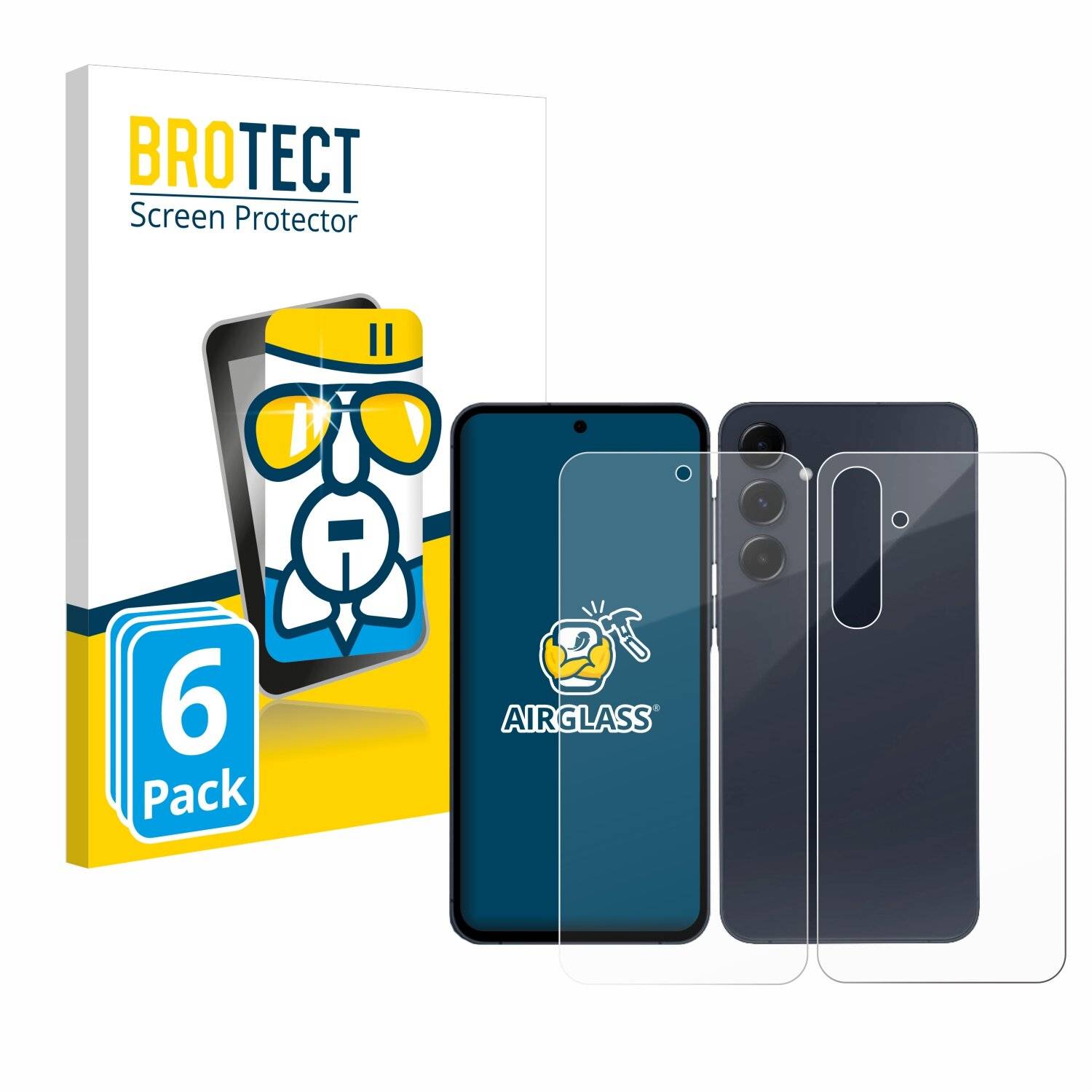 6x BROTECT AirGlass Glas Panzer-Folie für Samsung Galaxy A35 5G (Display+Rückseite) -