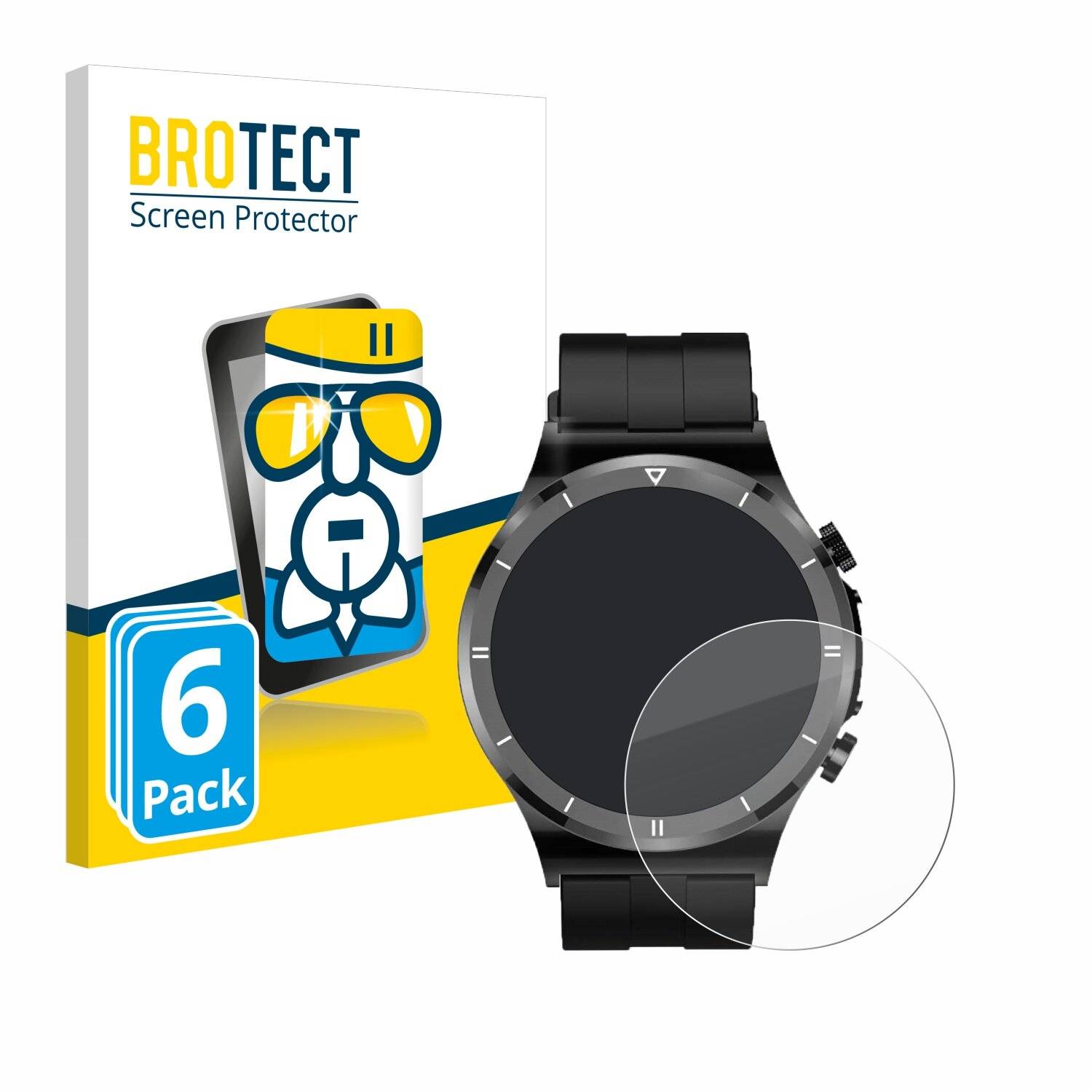 6x BROTECT AirGlass Glas Panzer-Folie für Sanorum Smartwatch 1.39 -