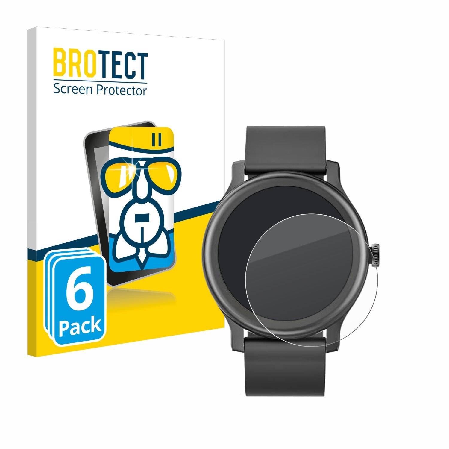 6x BROTECT AirGlass Glas Panzer-Folie für Loyaa Smartwatch 1.28 -