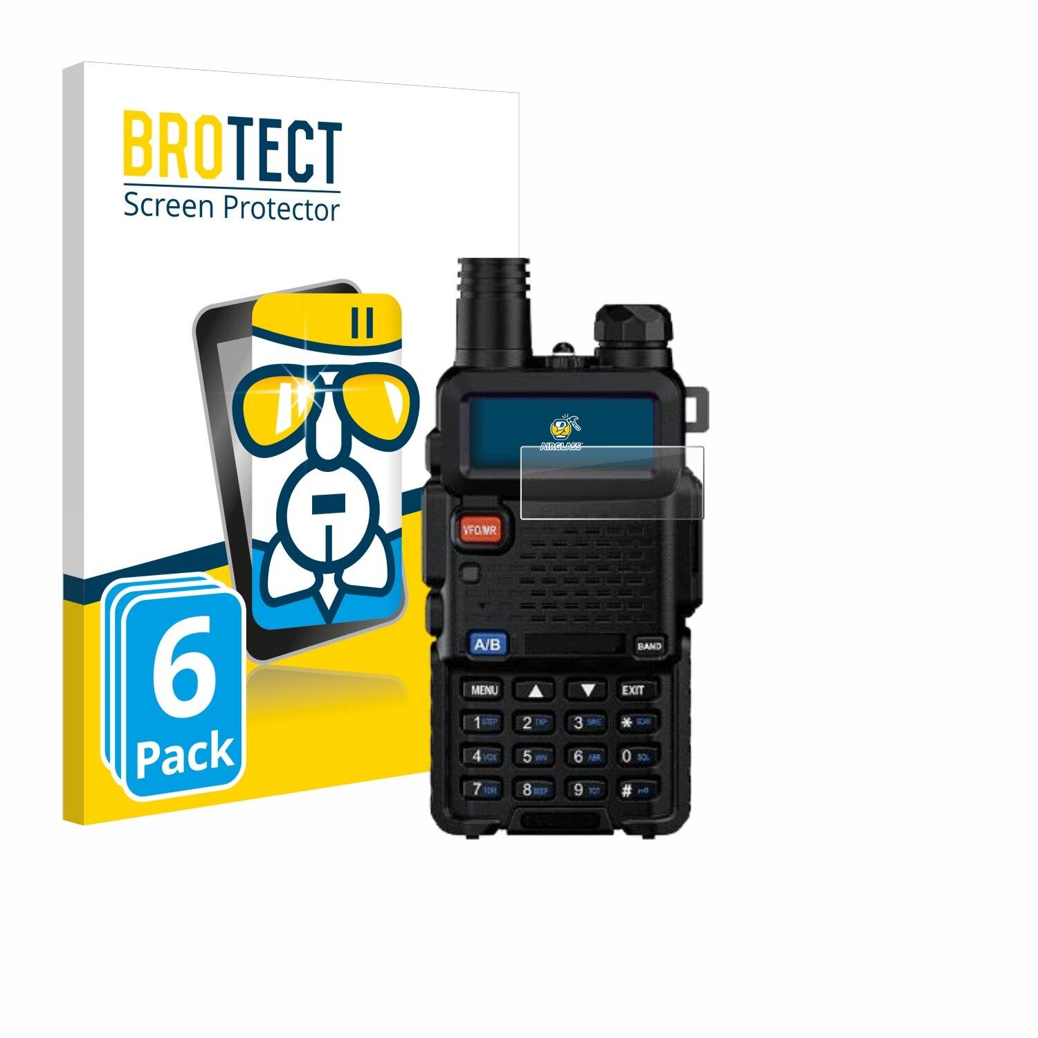 6x BROTECT AirGlass Glas Panzer-Folie für Baofeng UV-5G Pro -