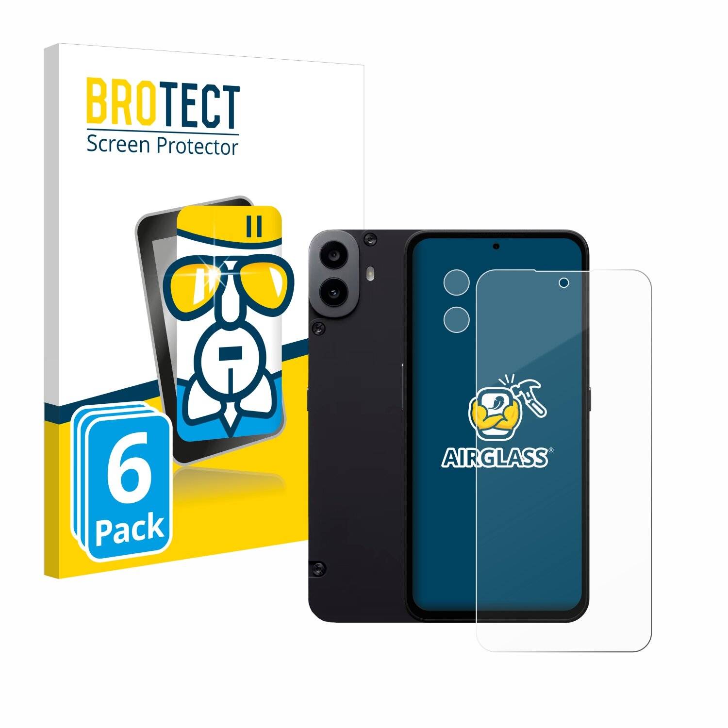 6x BROTECT AirGlass Glas Panzer-Folie für Nothing CMF Phone 1 (Display+Kamera) -