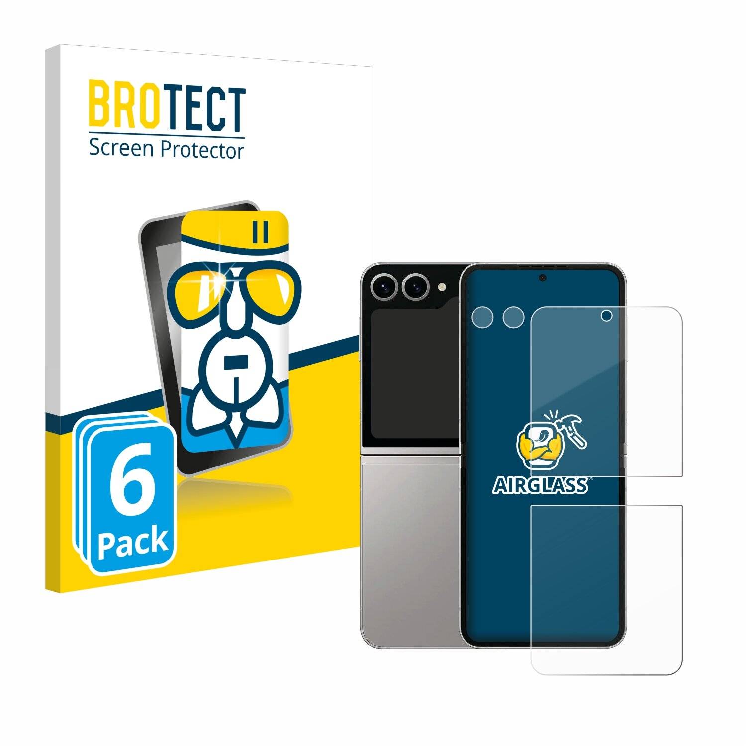 6x BROTECT AirGlass Glas Panzer-Folie für Samsung Galaxy Z Flip6 (Display+Kamera) -