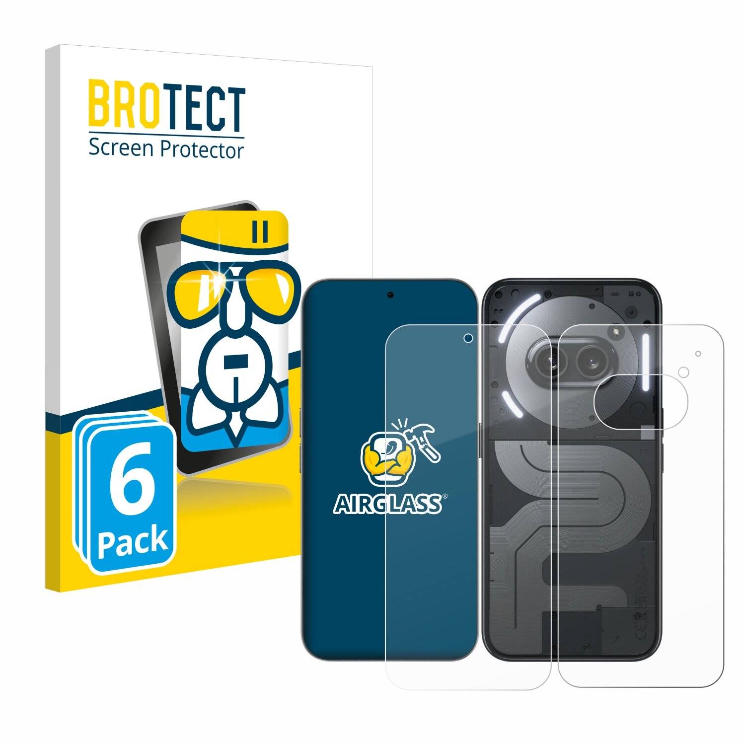 6x BROTECT AirGlass Glas Panzer-Folie für Nothing Phone (2a) Plus (Display+Rückseite) -