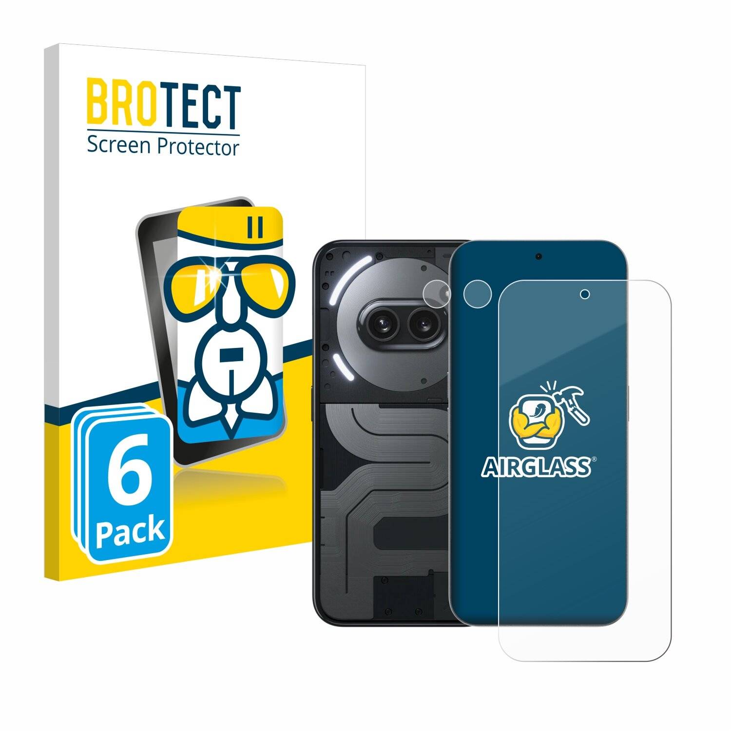6x BROTECT AirGlass Glas Panzer-Folie für Nothing Phone (2a) Plus (Display+Kamera) -