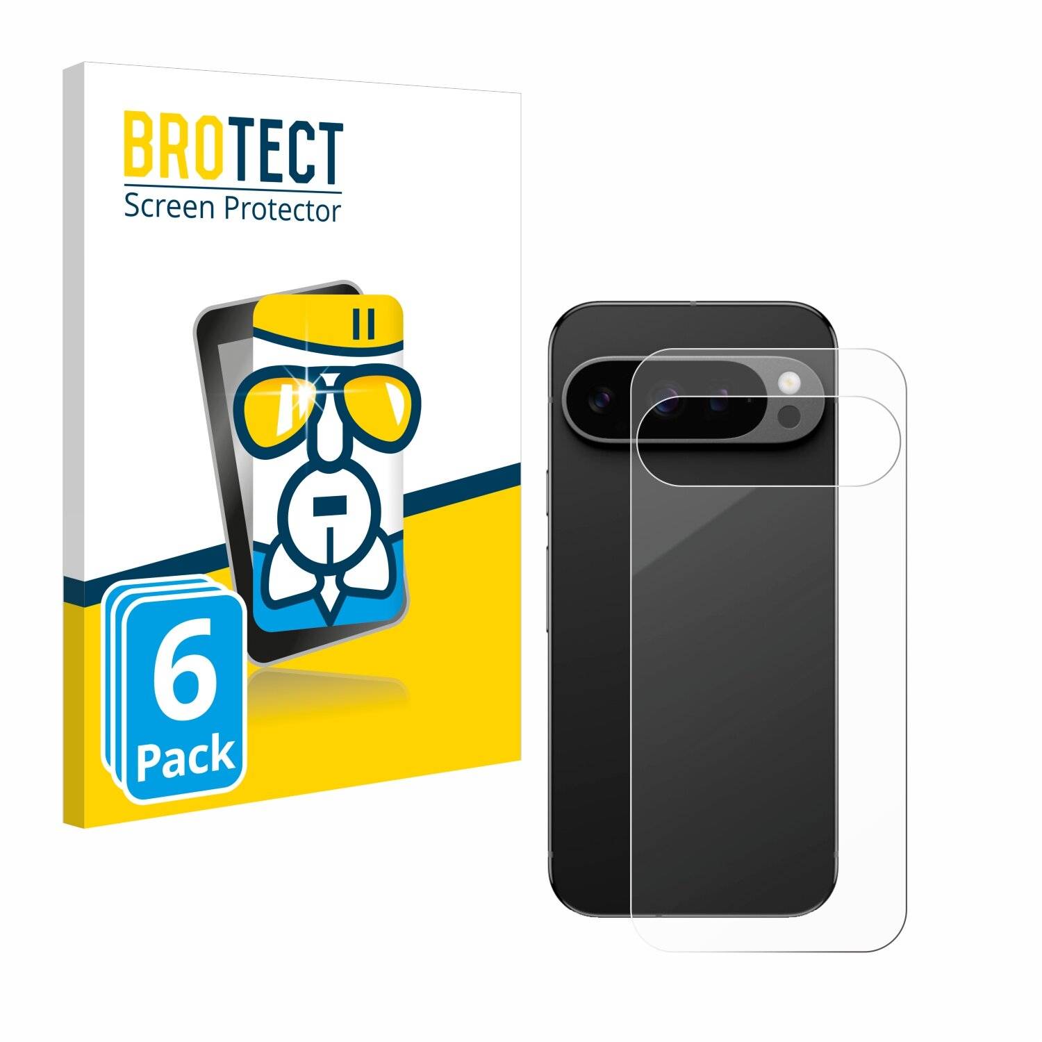 6x BROTECT AirGlass Glas Panzer-Folie für Google Pixel 9 Pro (Rückseite) -