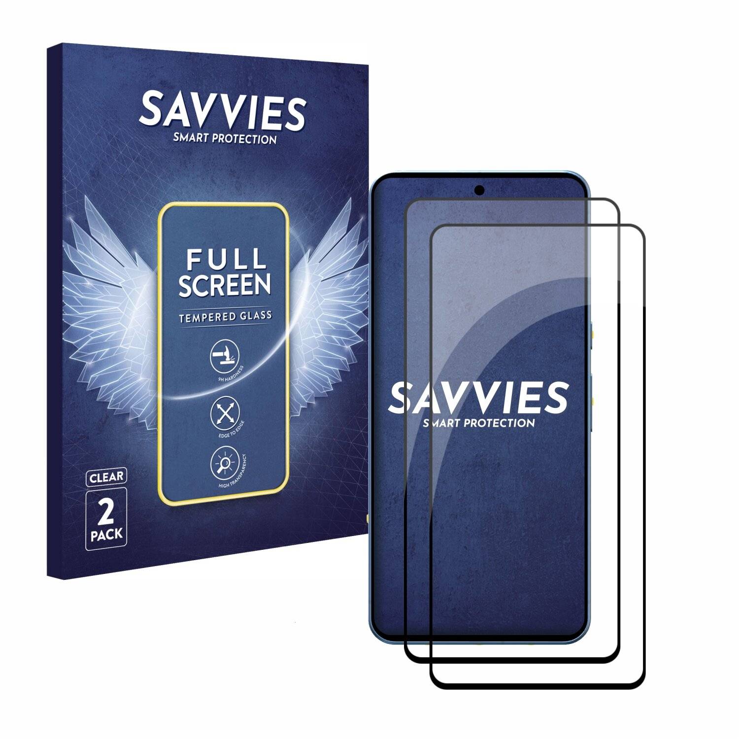 2x Savvies Full-Screen Panzer Schutz-Glas für Google Pixel 8 Pro