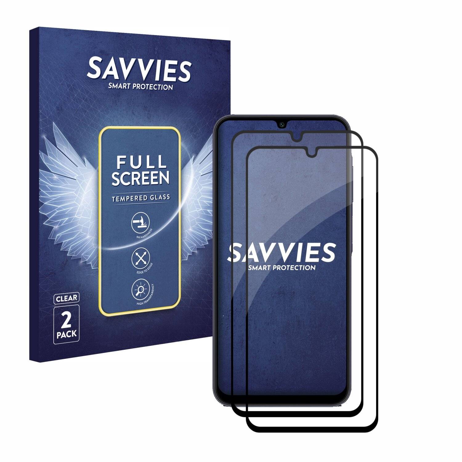 2x Savvies FHD33 2.5D Full Screen Panzer Schutz-Glas für Samsung Galaxy A25 5G