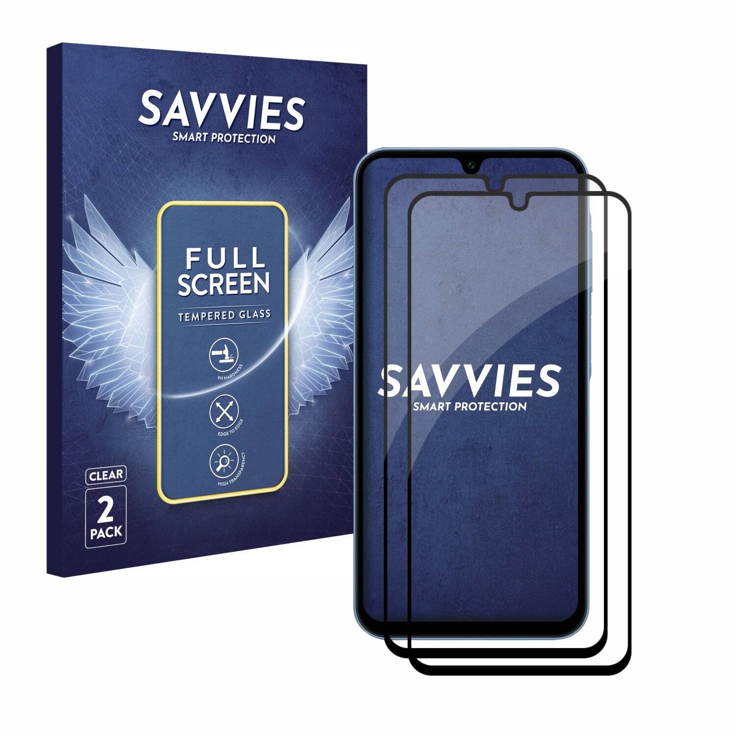 2x Savvies FHD33 2.5D Full Screen Panzer Schutz-Glas für Samsung Galaxy A15 / 5G