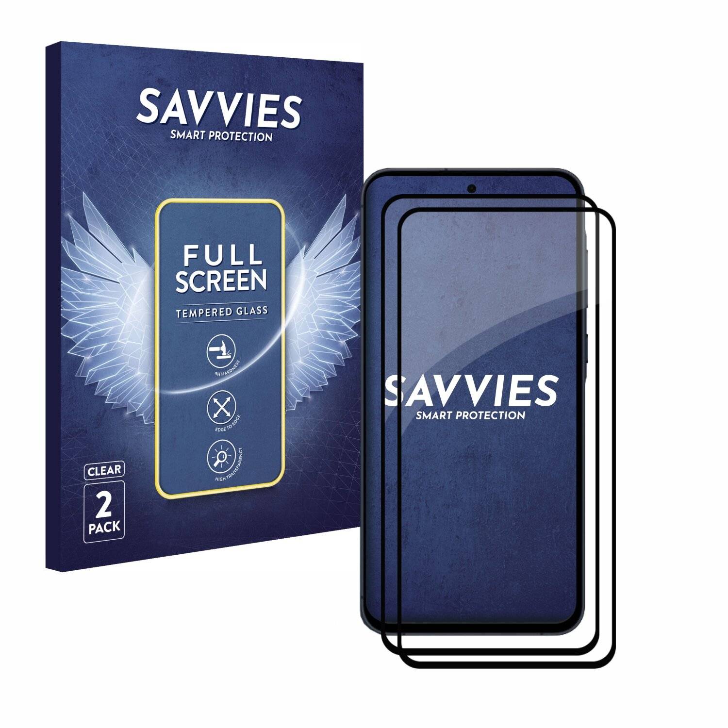 2x Savvies FHD33 2.5D Full Screen Panzer Schutz-Glas für Samsung Galaxy A55 5G