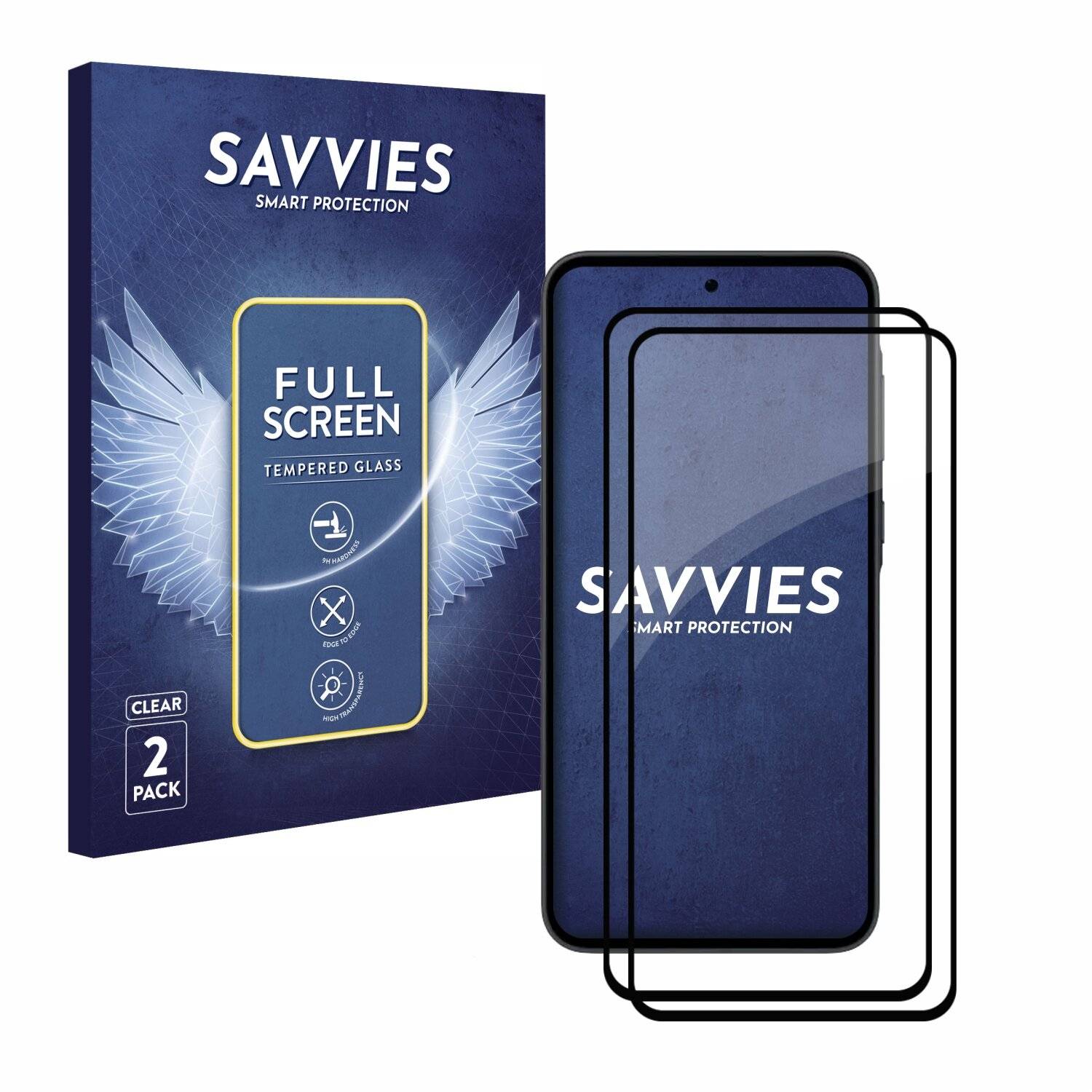 2x Savvies FHD33 2.5D Full Screen Panzer Schutz-Glas für Samsung Galaxy A35 5G
