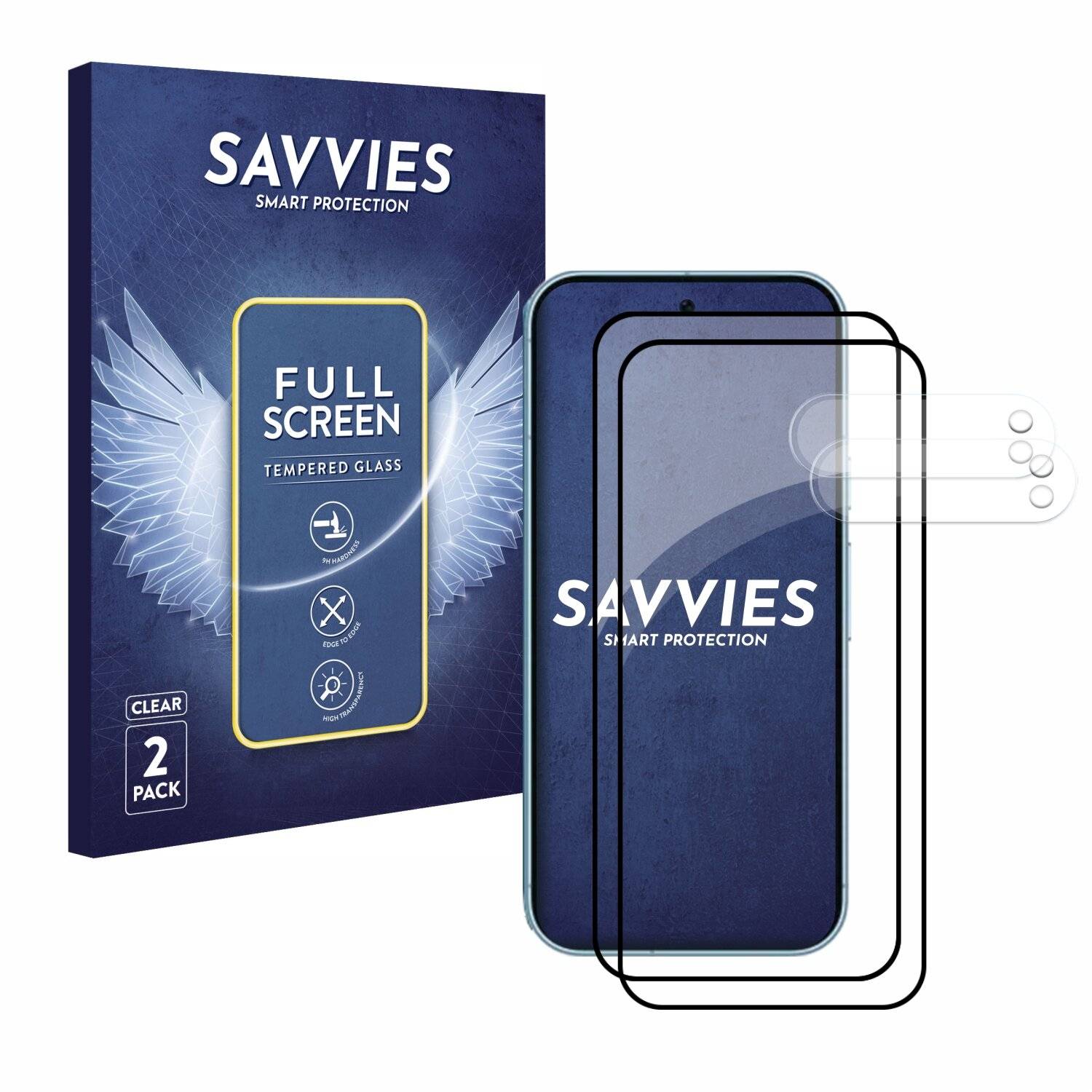 2x Savvies FHD33 2.5D Full Screen Panzer Schutz-Glas für Google Pixel 9 Pro (Display+Kamera)