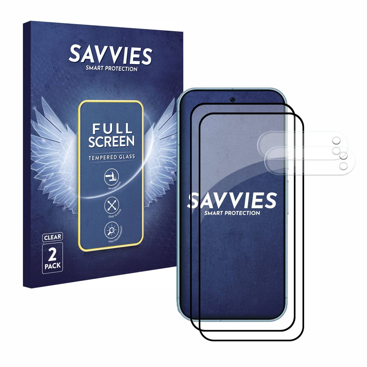 2x Savvies FHD33 2.5D Full Screen Panzer Schutz-Glas für Google Pixel 9 Pro XL